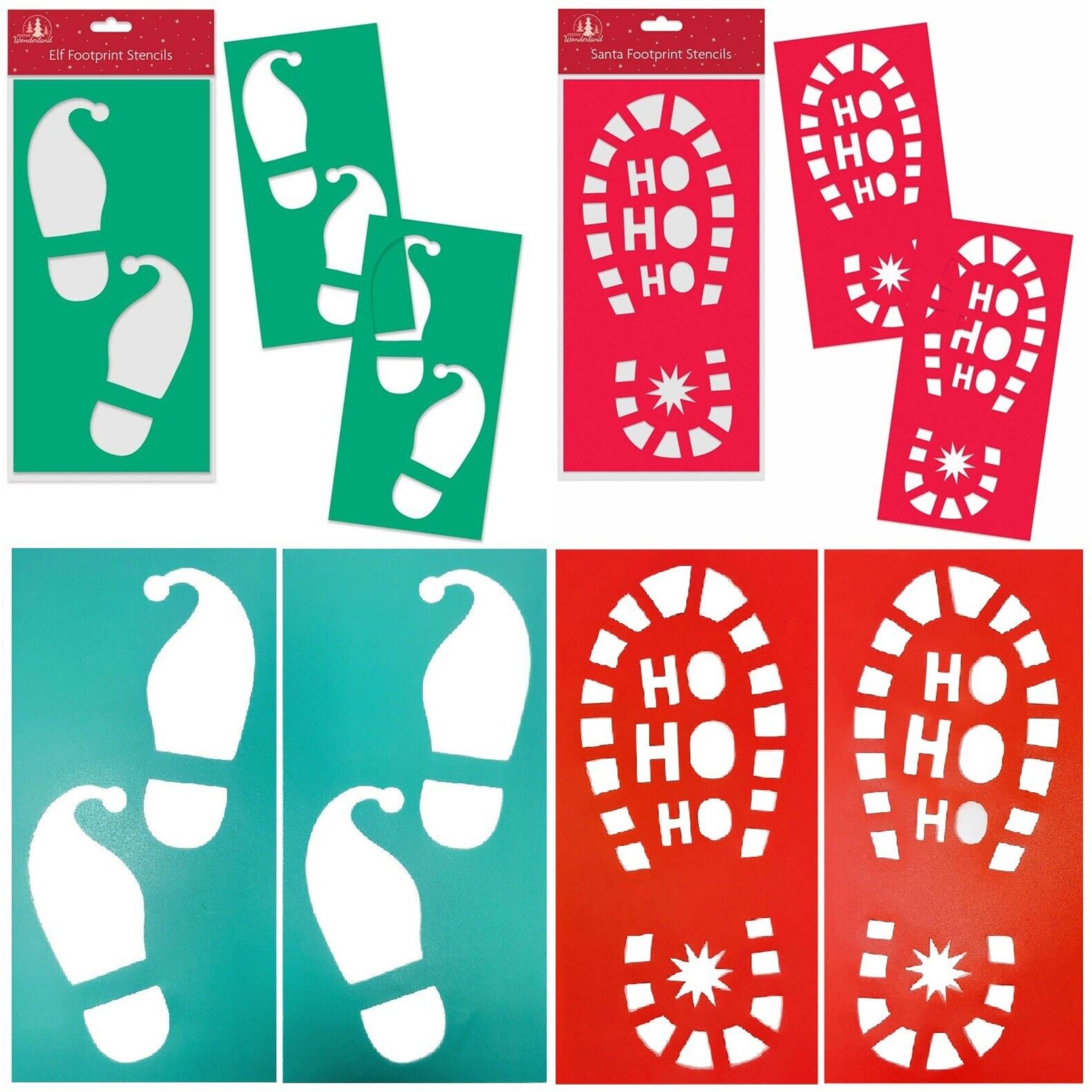 Beclen Harp Christmas Santa Footprint Stencils Elf Father Christmas Boots Stencil - Plastic