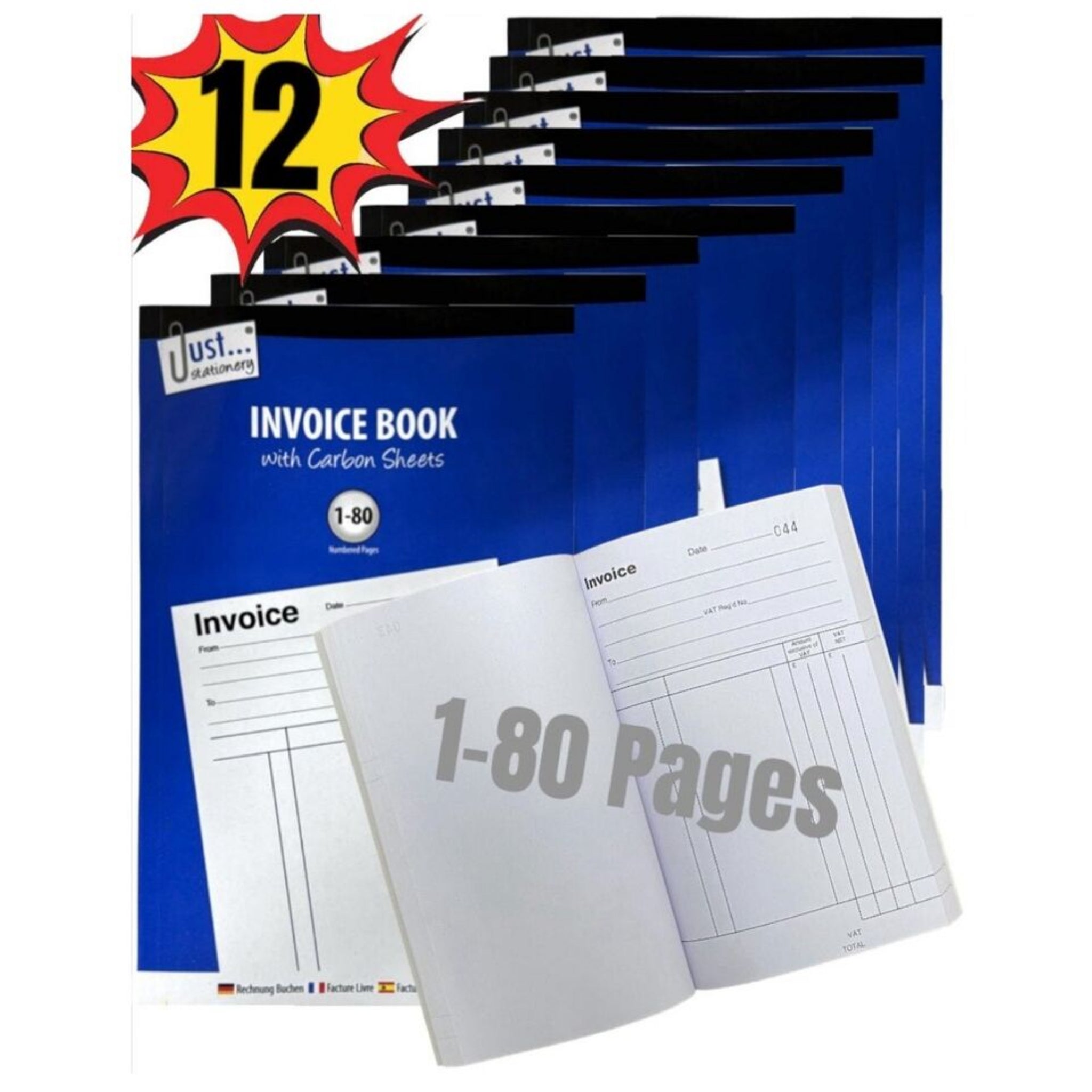 Beclen Harp 12 x A5 Invoice Duplicate Book With Carbon Sheet Full Size 1-80 Pages UK Seller