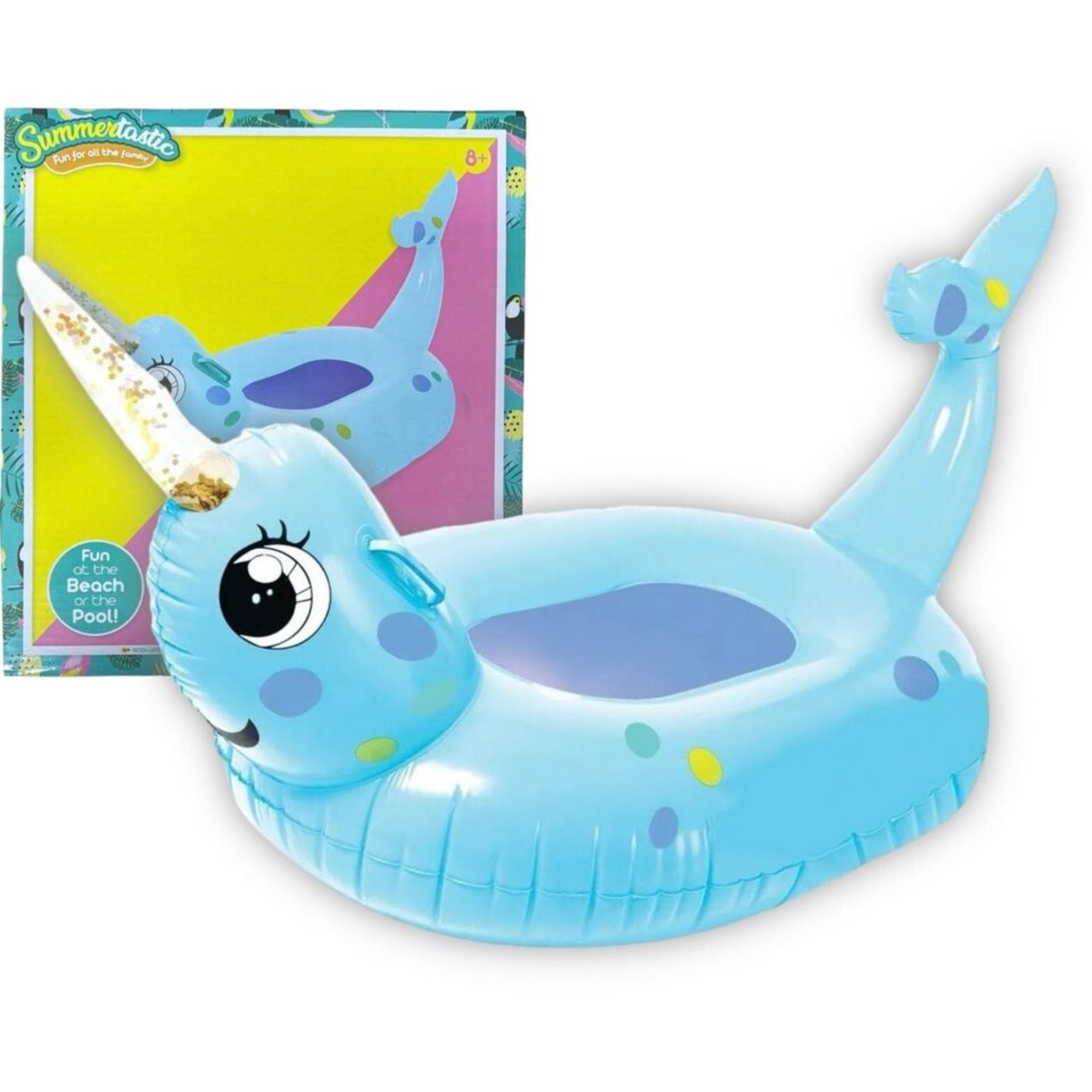 Beclen Harp Inflatable Float Narwhal Glitter Water Pool Lounger Float Holiday Pool Fun Float Beach Pool 105CM
