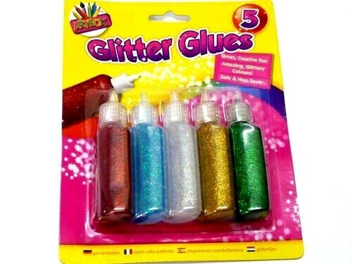 Beclen Harp 5x 20g Glitter Glue Kids Childrens Art Craft Shimmer School Supplies Stationery