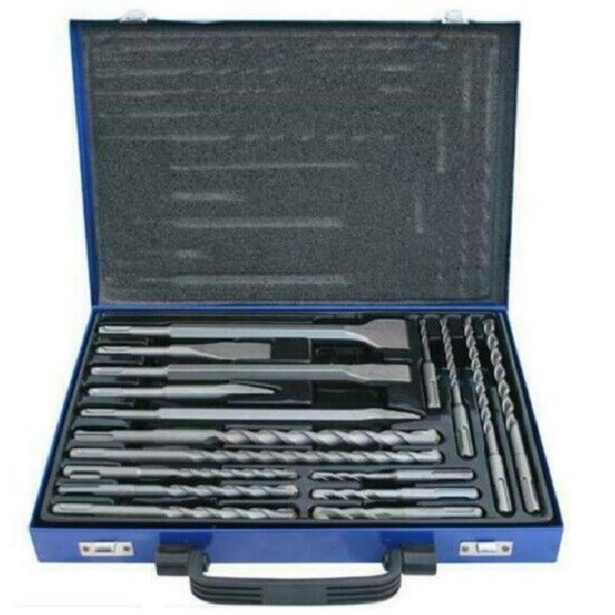 Beclen Harp 17pc SDS Drill Bits Set With Point And Flat Chisel In Metal Along With Storage Case-Perfect DIY Tool Kit Masonry