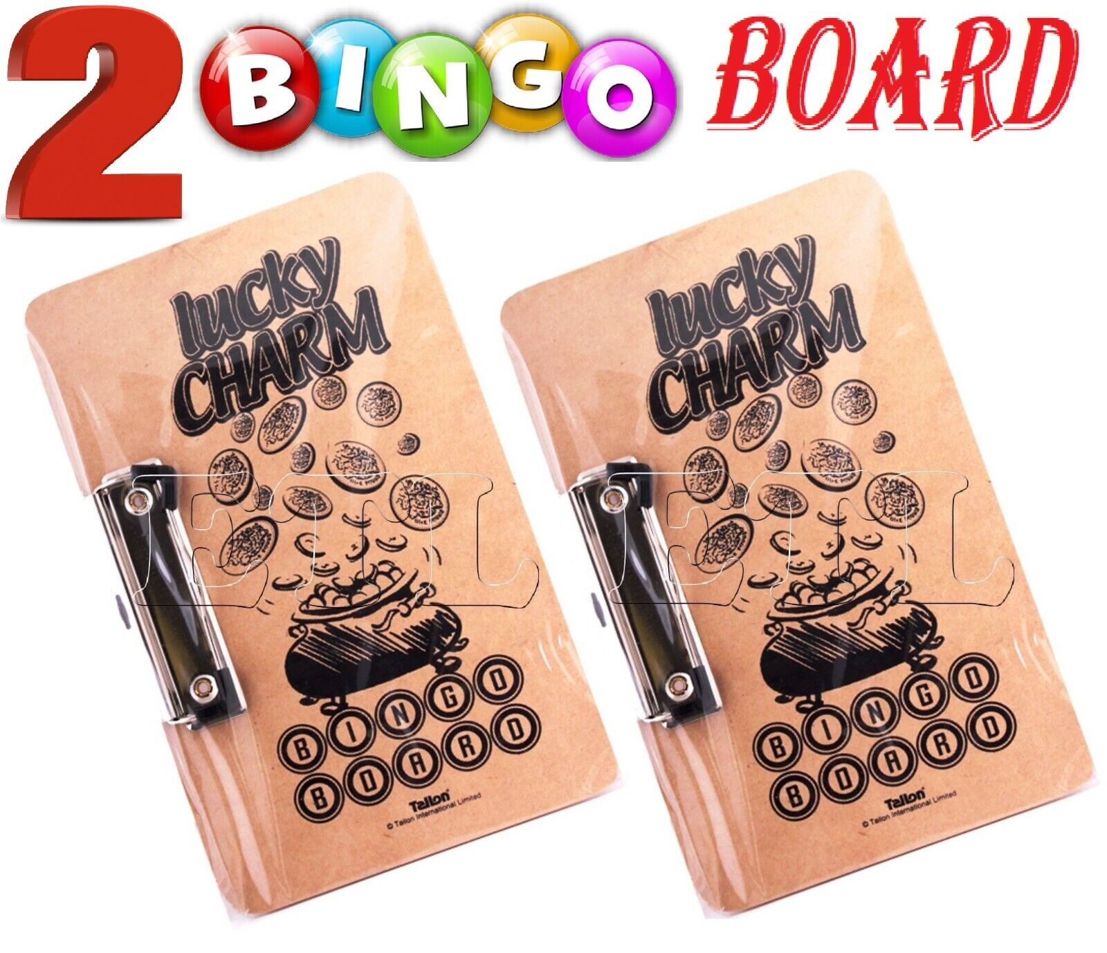 Beclen Harp 2Pcs Lucky Bingo Board With Clasp Clip Left Hand Clip 24cm x 15cm Approx