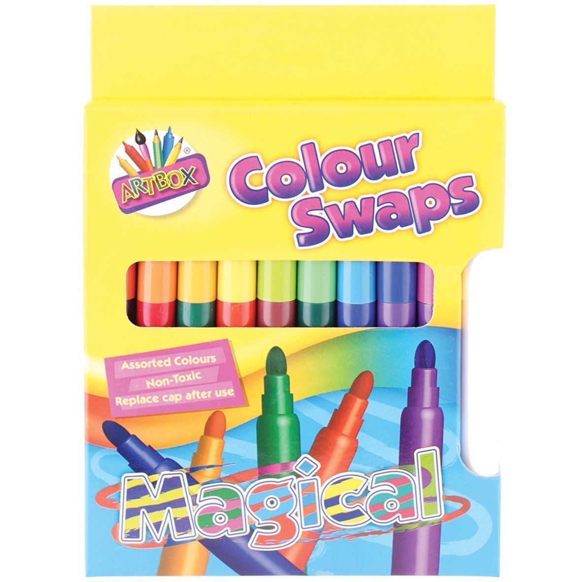 Beclen Harp Artbox Magic Colour Swap Pens Felt Tip Colour Change Fibre Pens Markers 8 Pack