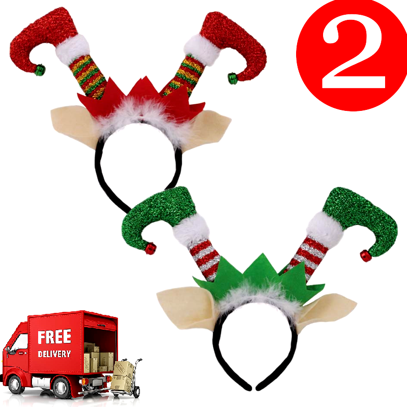 Beclen Harp 2pc CHRISTMAS ELF LEGS HEADBAND Metallic Santa Helper Xmas Fancy Dress T2778 UK