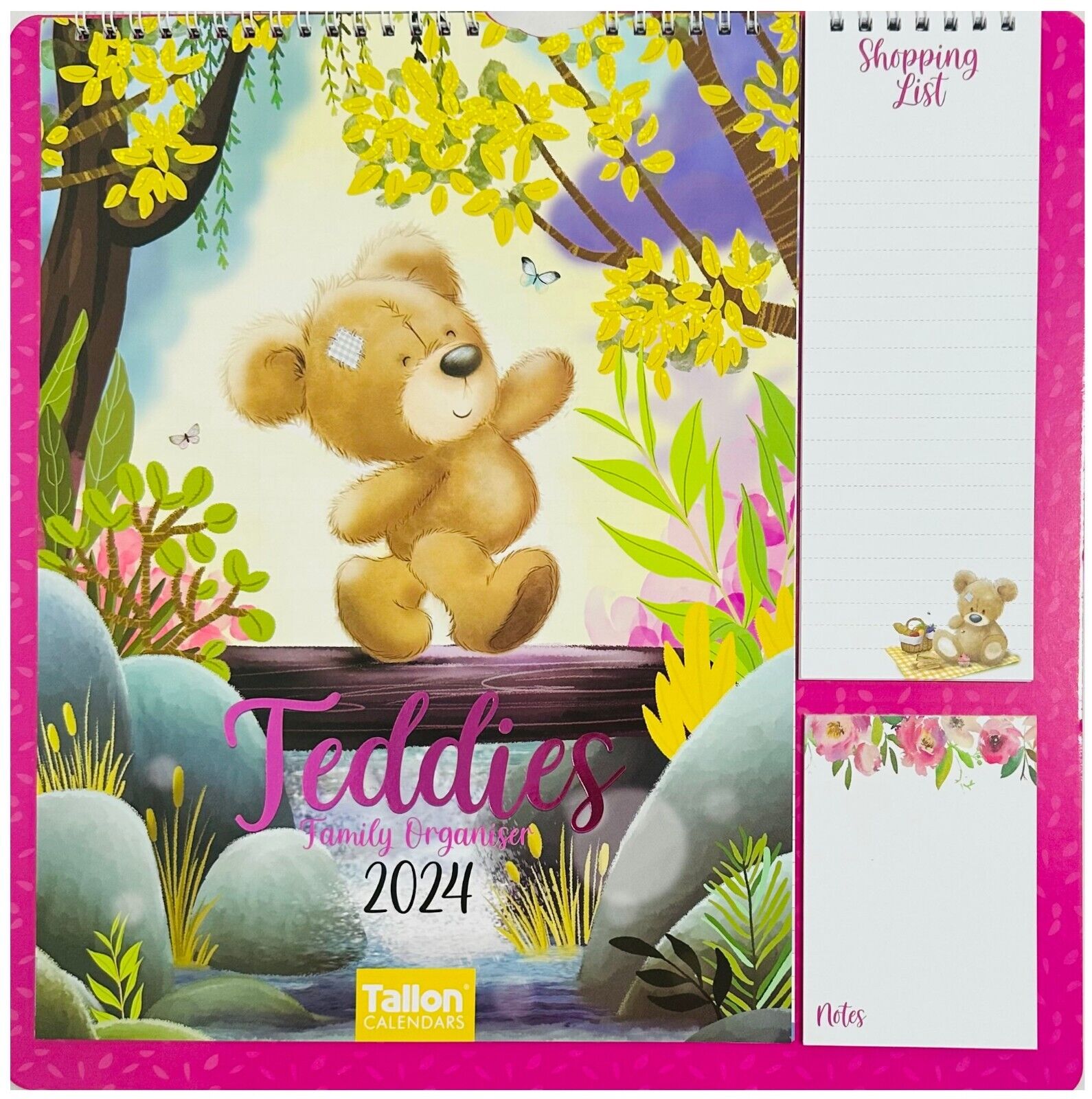 Beclen Harp 2024 Month To View/MTV Family Organiser 5 Columns Calendar Planner With Shopping Note Pad