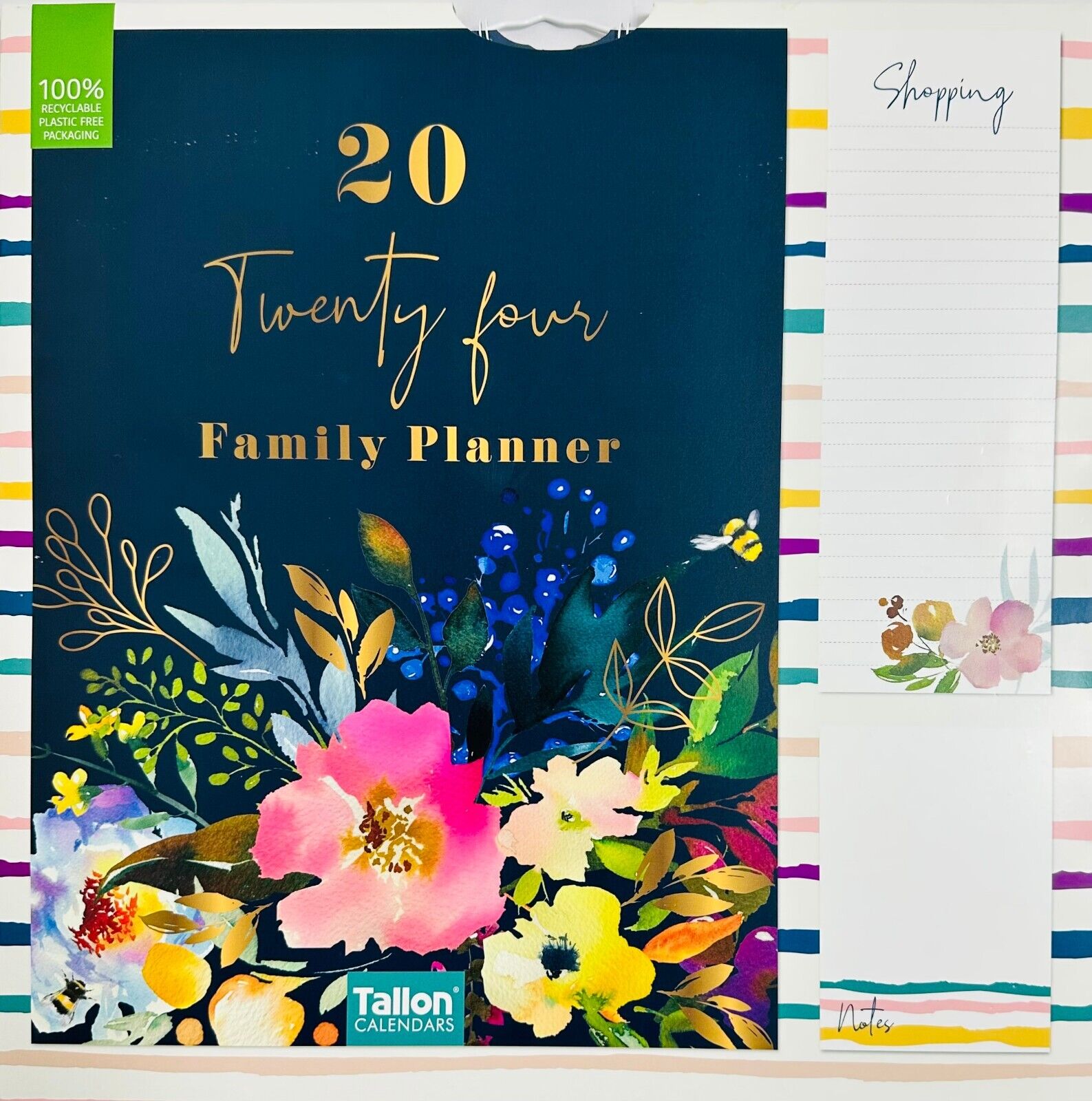 Beclen Harp 2024 Month To View/MTV Family Organiser 5 Columns Calendar Planner With Shopping Note Pad
