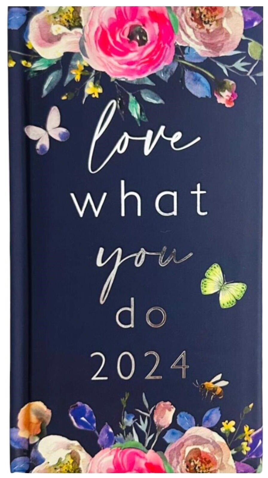 Beclen Harp 2024 Slim/Slimline Week To View/WTV Luxury Floral Pint Full Year Planner Diary With Hardback Cover