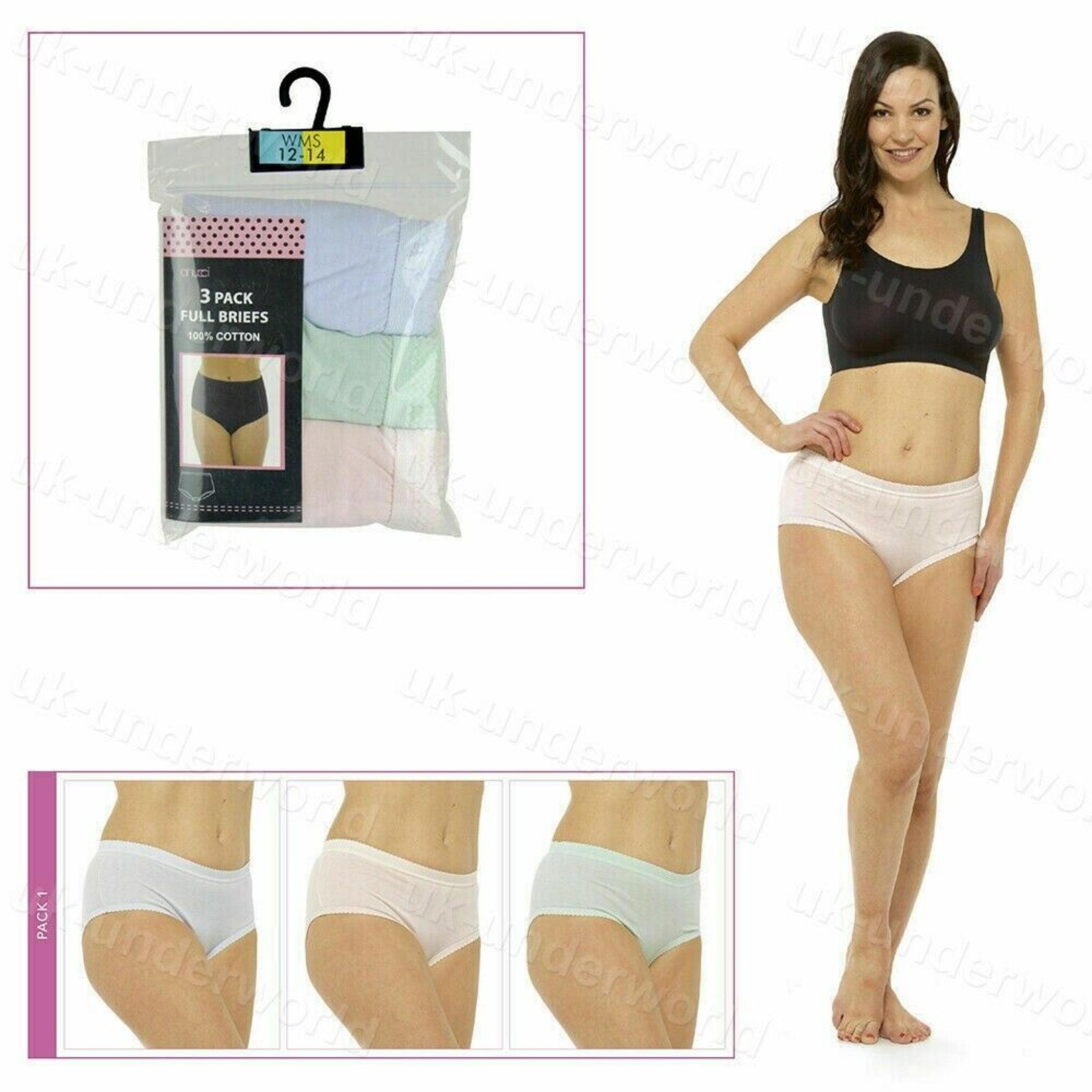 Beclen Harp 3 Pair Women/Ladies Cotton Full Briefs Pants Knickers Underwears For Adults Size 12-26-Perfect Christmas/Xmas Gift
