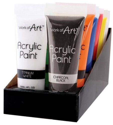 Beclen Harp 8 x Work of Art Acrylic Paint Set Colours Crafts Painter 120ml -1 of each colour