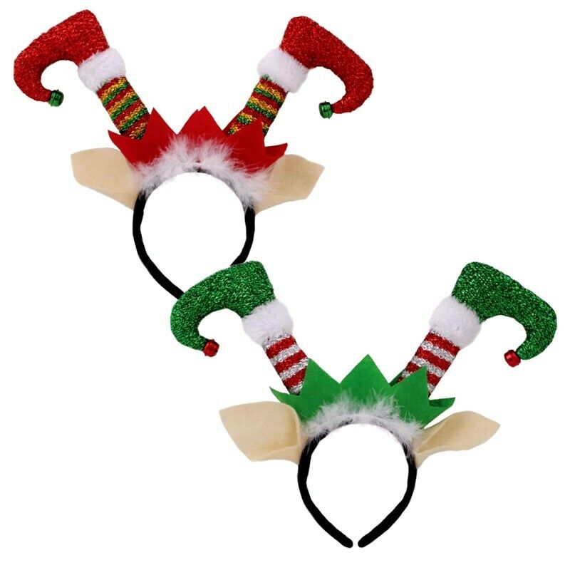 Beclen Harp 2pc CHRISTMAS ELF LEGS HEADBAND Metallic Santa Helper Xmas Fancy Dress T2778 UK