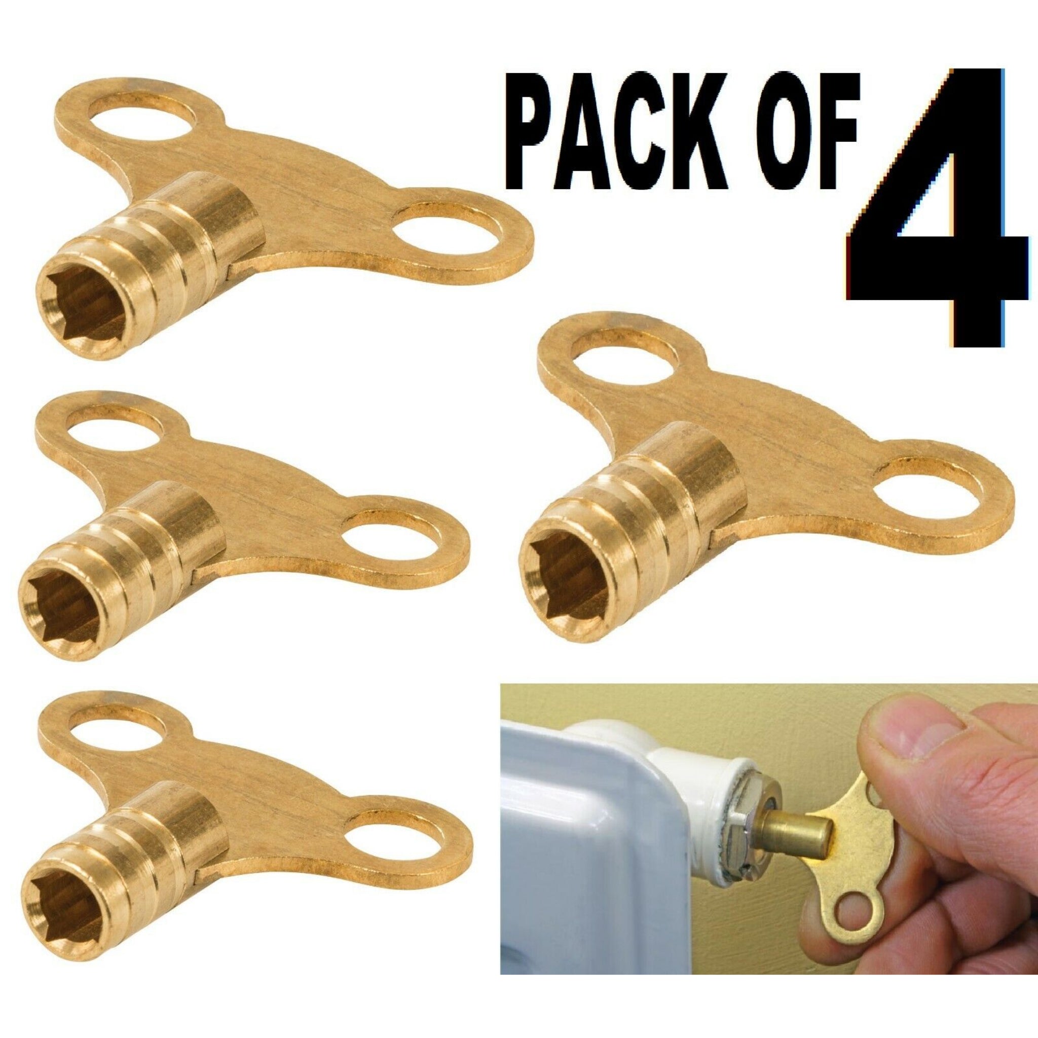 Beclen Harp 4x Solid Brass Radiator Bleed Keys-Perfect Plumbing Tool For Venting Air Valves