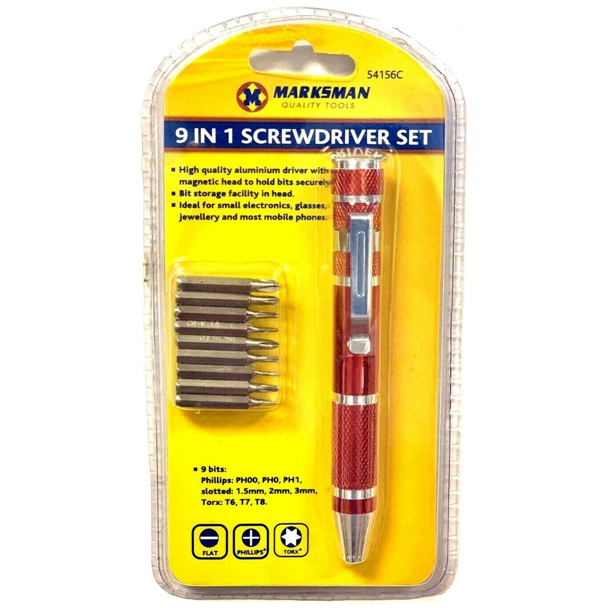 Beclen Harp 9 IN 1 Precision screwdriver bit set - for small electronics glasses & jewellery