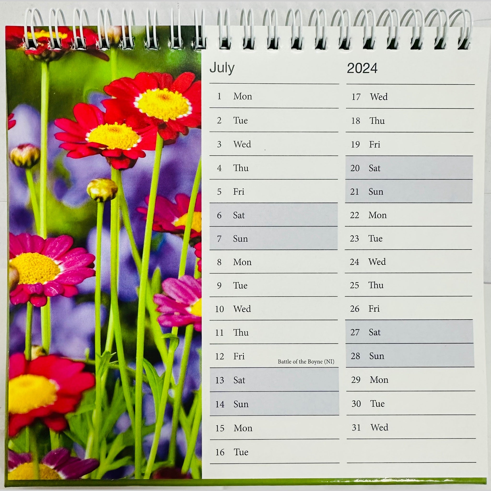 Beclen Harp 2024 Month To View Flip Over Desktop Calendar Flowers Floral Bouquet/ Home Office Table Work top Planner Organiser