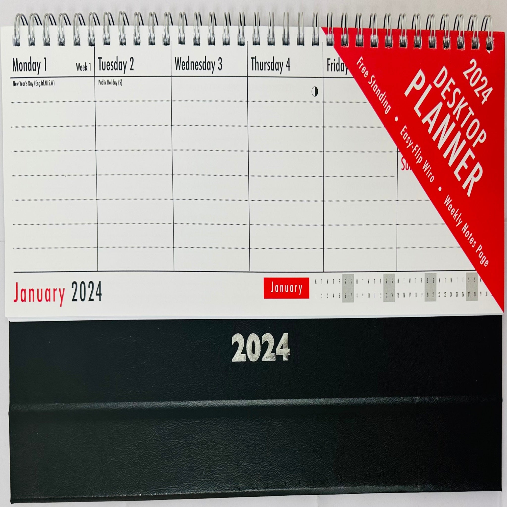 Beclen Harp 2024 WTV Desktop Planner/ Week To View Free Standing Wiro Office Home Top Planner Organiser