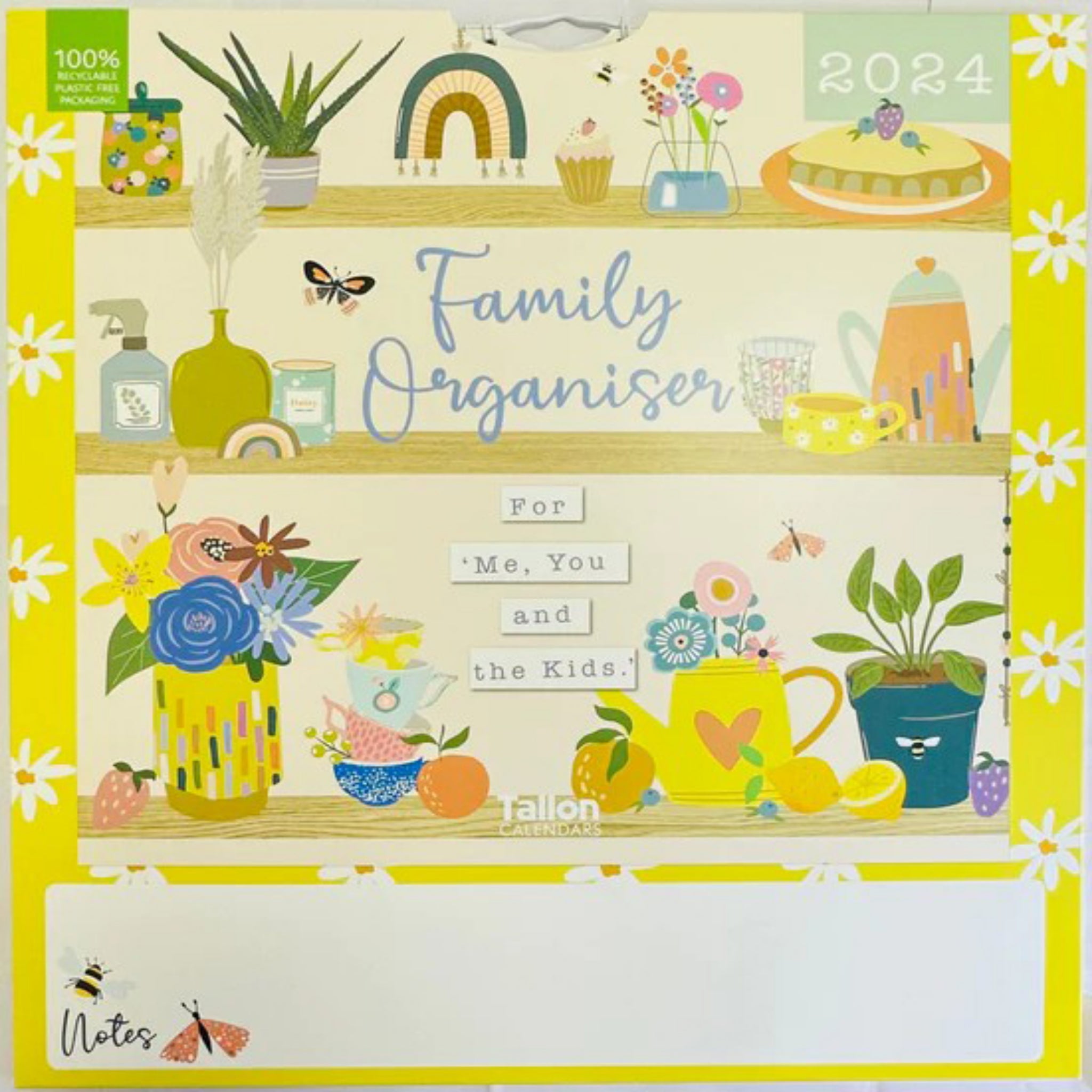 Beclen Harp 2024 MTV/ Month To View Family Organiser Planner For Me, You And The Kids / 3 Column Planner With Memo Board & Pen