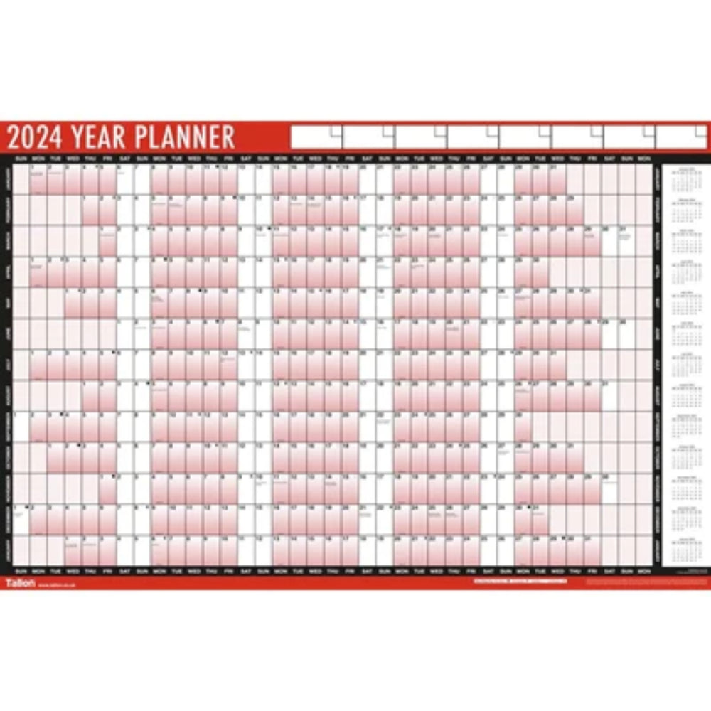 Beclen Harp 2024 Large A1 Full Year Wall Planner Unmounted Laminated ...