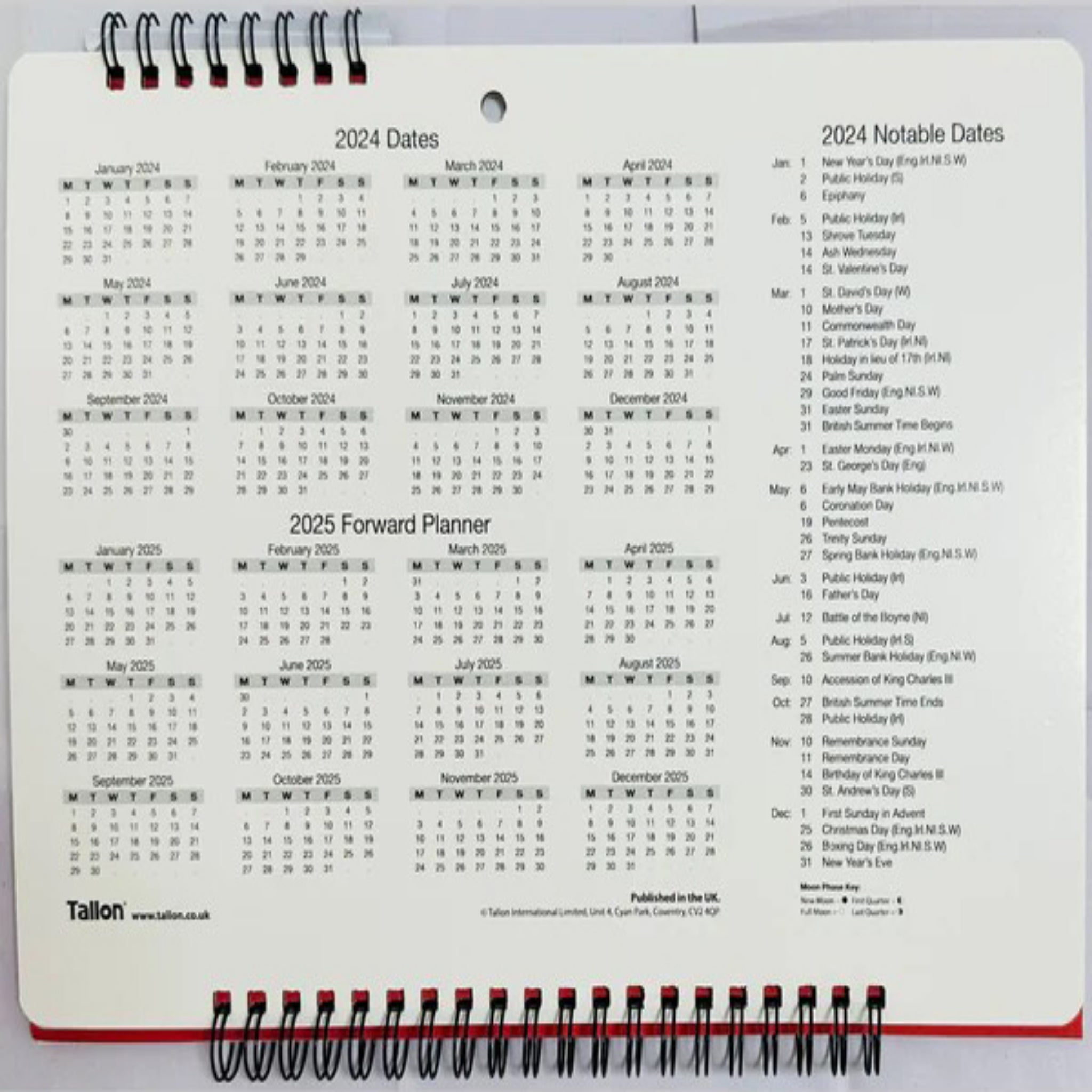 Beclen Harp 2024 MTV/ Month To View Drywipe Memo Board, Pen & To Do List With Spiral Calendar & Easy View Month Red & Black
