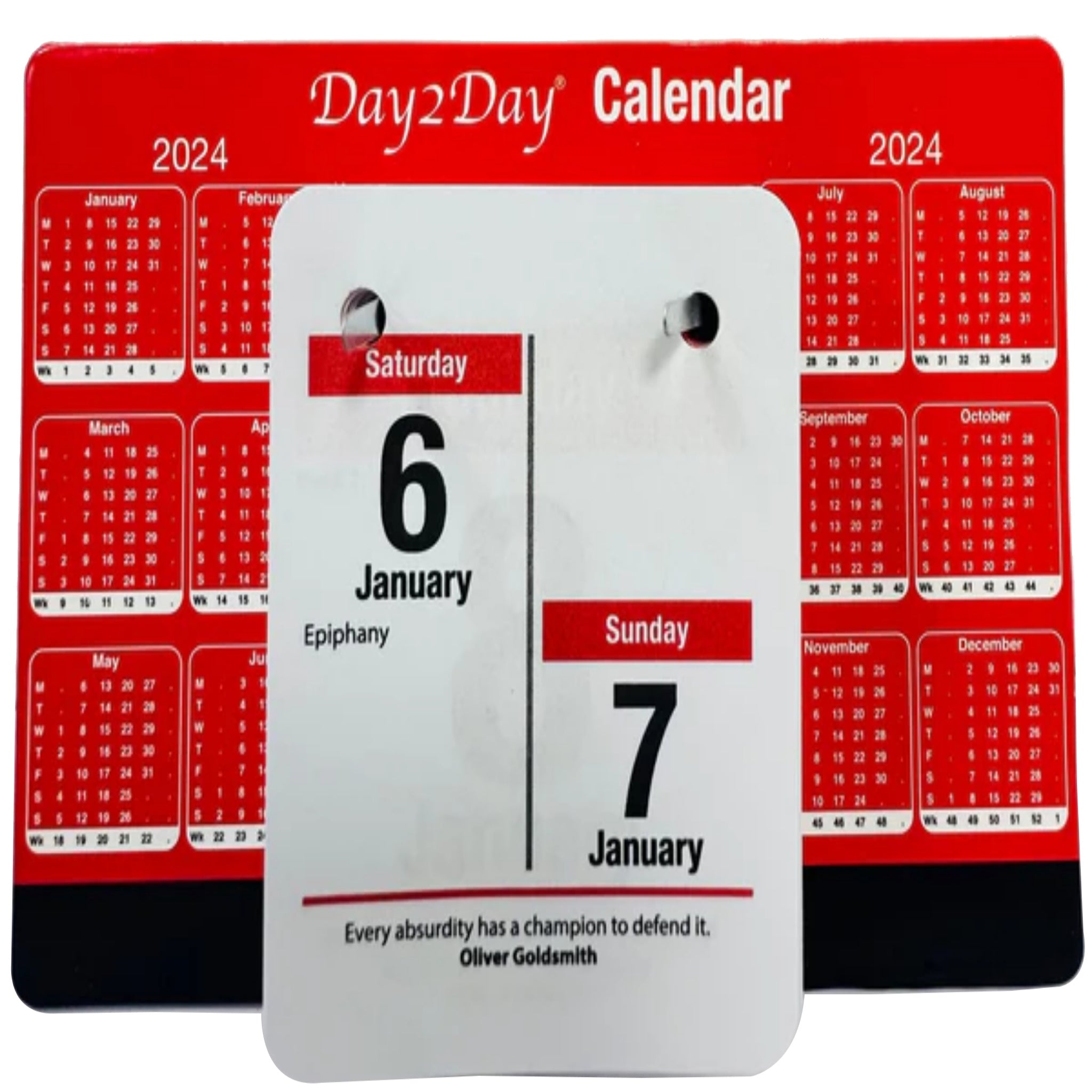 Beclen Harp 2024 DTV/ Day To View Stand Up Tear Off Desk Office Calendar Planner Quotes & Facts