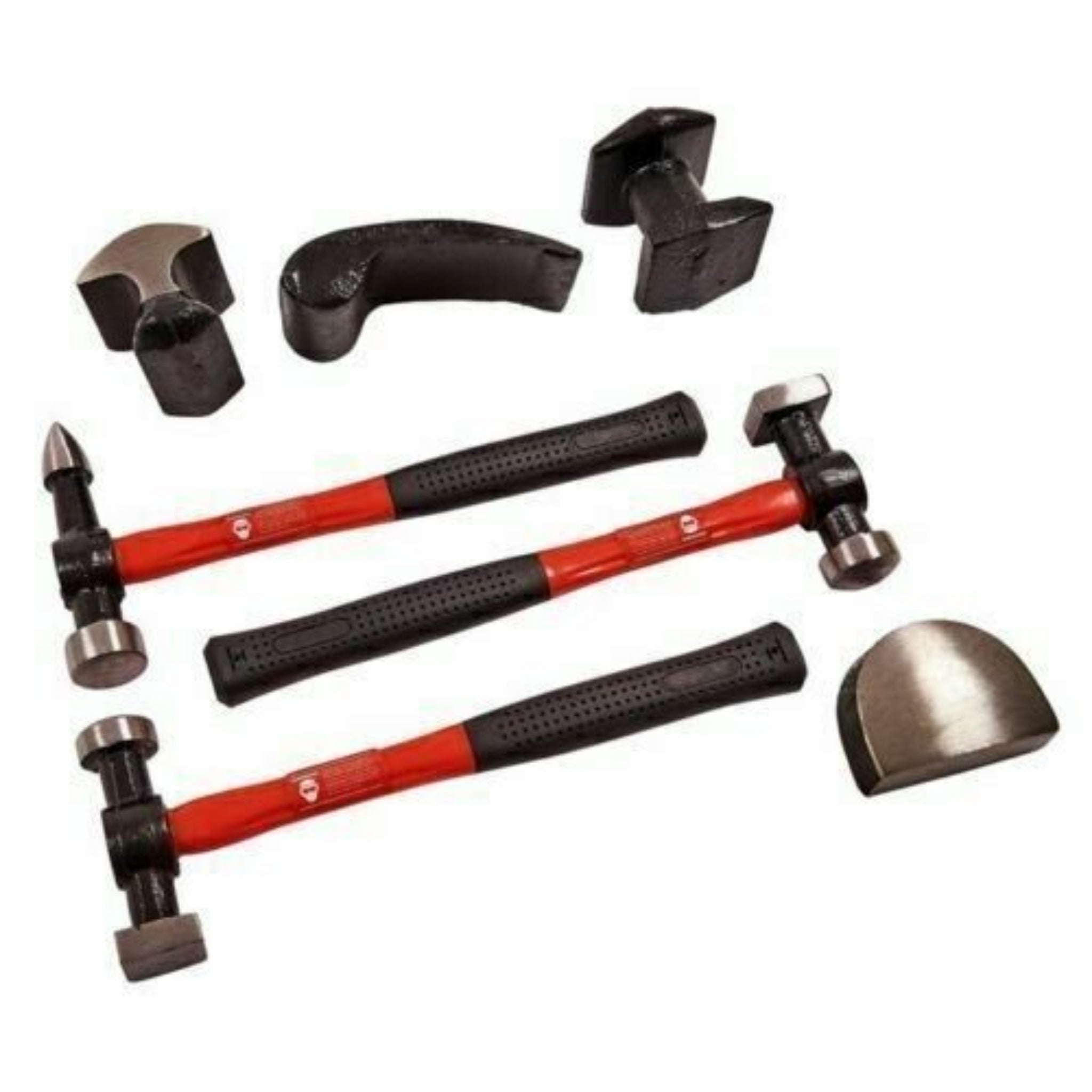 Beclen Harp 7pc Autobody Panel Repair/Dent Removal Tool Kit With Fiber Body Beating/Bumping Hammers