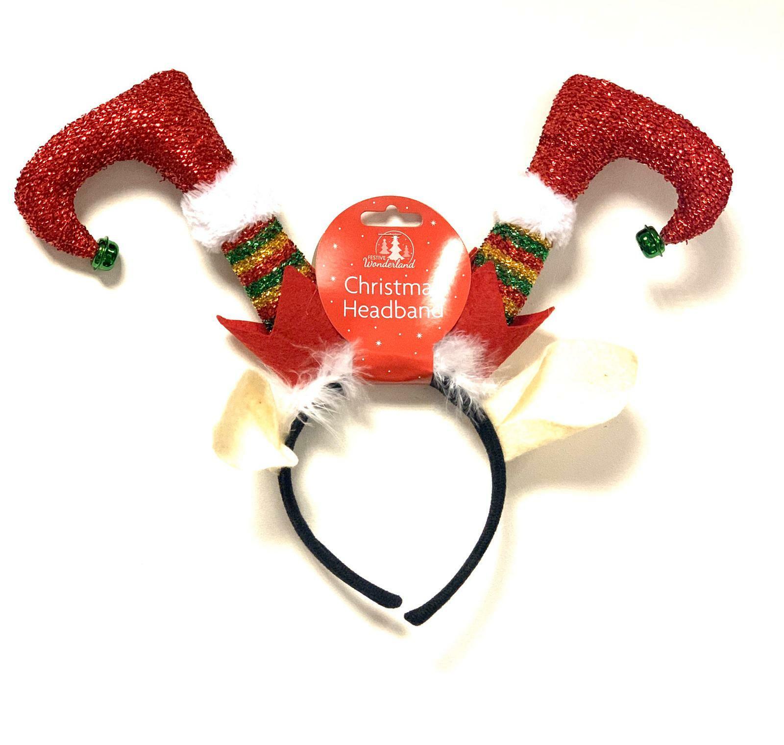 Beclen Harp Luxury Christmas/Xmas Cute Mini Elf Red/Green Hat/Headband With Jingle Bells Fancy Dress Costume Party Accessory