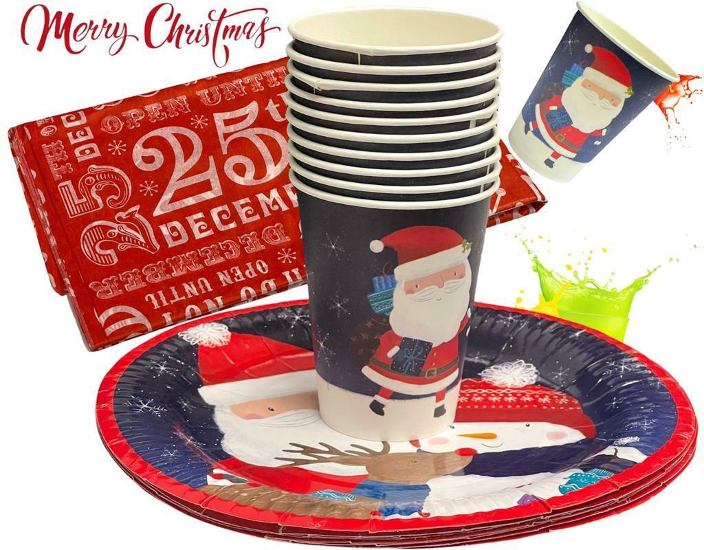 Beclen Harp Luxury Christmas/Xmas Character Fun Festive Paper Tableware/Dinnerware Plates/Glass/Napkin/Tissue Party Essentials