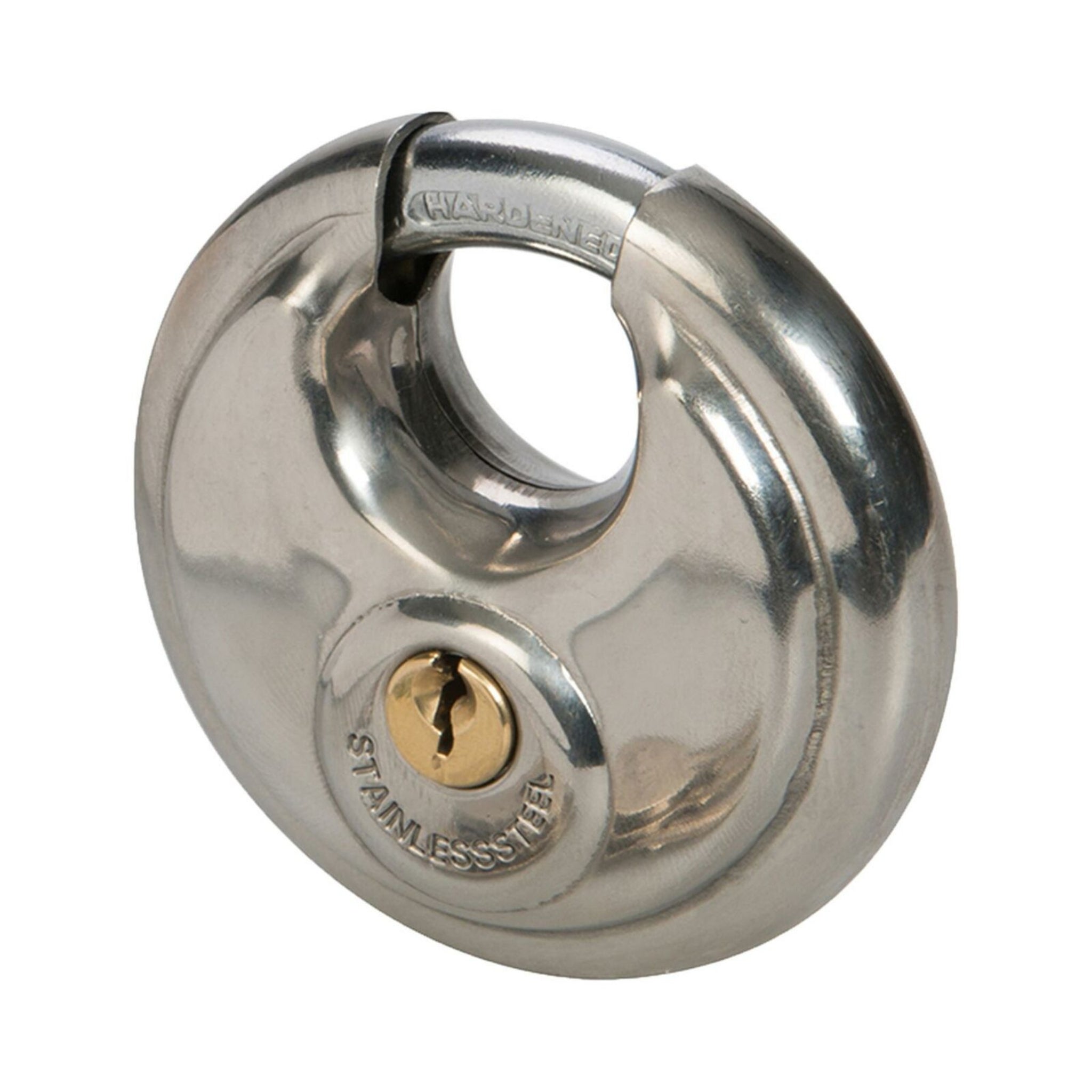 Beclen Harp Round Discus Shackle Padlock - Stainless Steel 2 Keys 70mm Heavy Duty Lock Disc