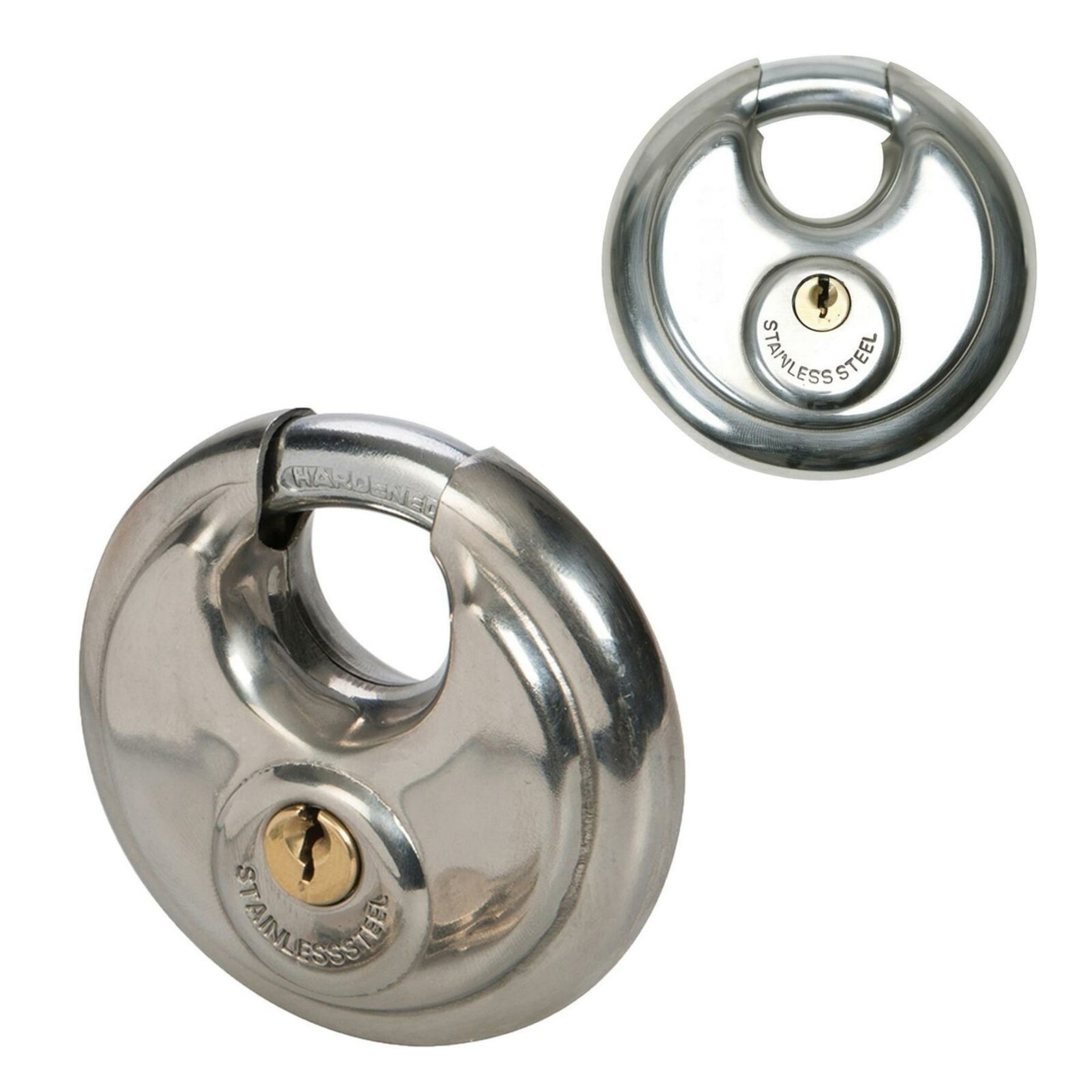 Beclen Harp Round Discus Shackle Padlock - Stainless Steel 2 Keys 70mm Heavy Duty Lock Disc