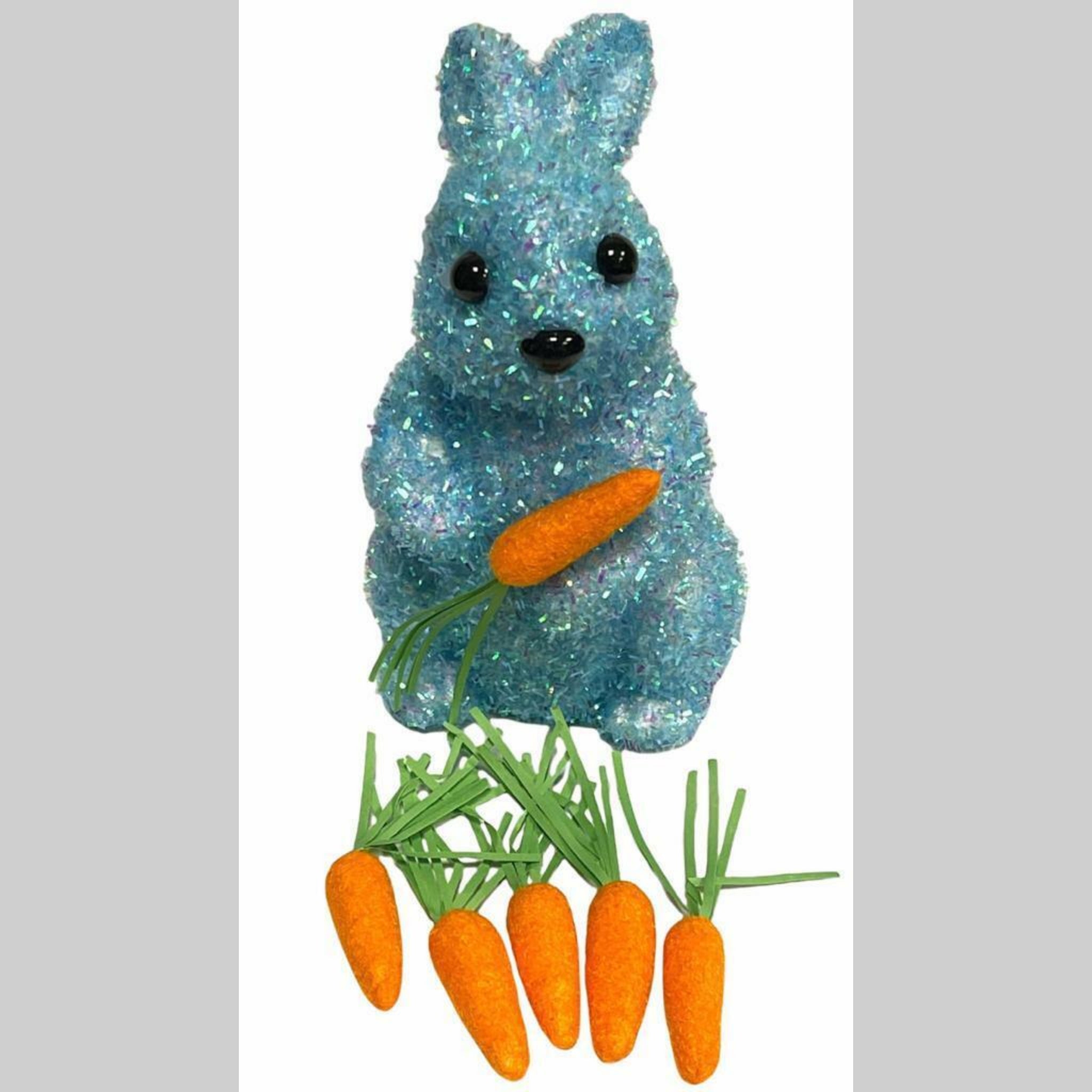 Beclen Harp 6" Easter Tinsel Shimmer/Glitter Bunny/Rabbit With Mini Carrot Party/Desk Decoration-Perfect For Easter Gift