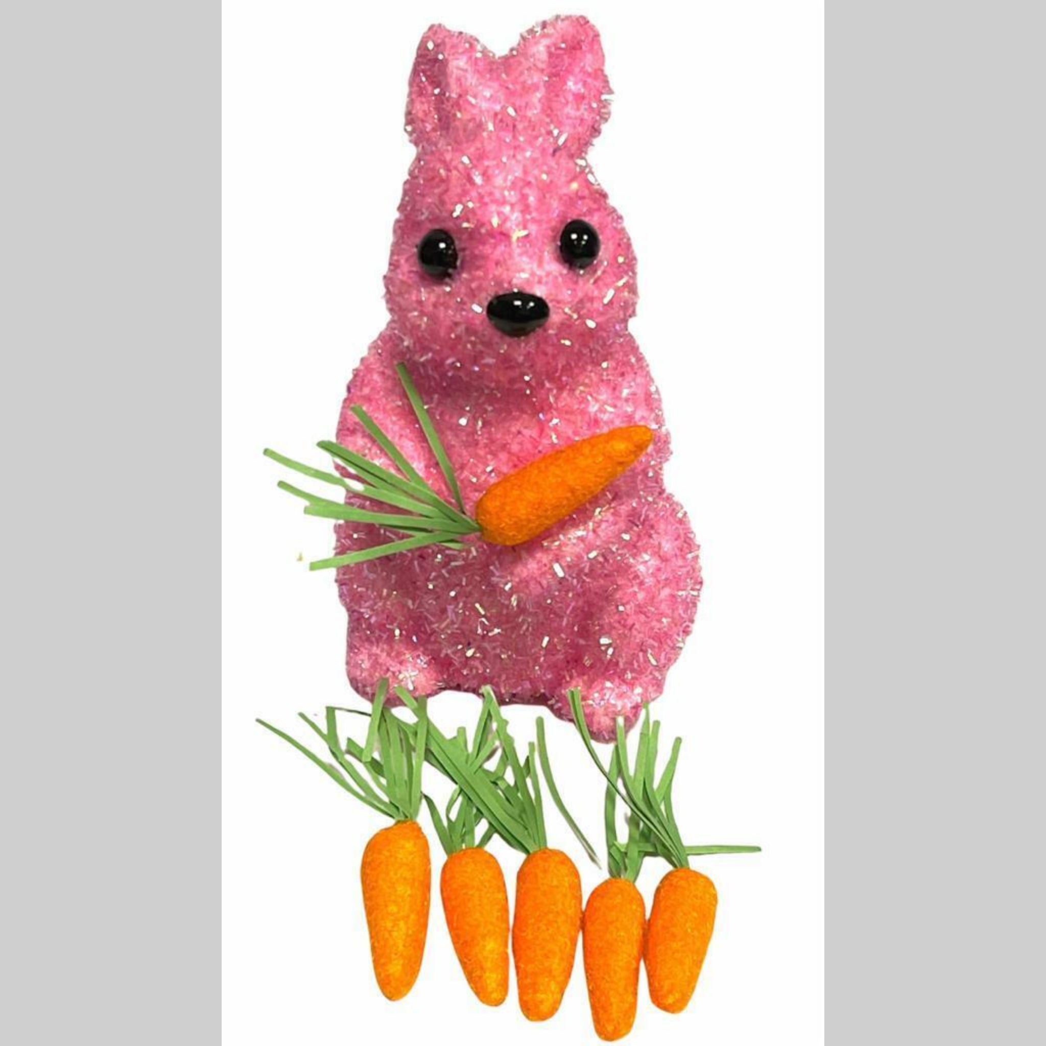 Beclen Harp 6" Easter Tinsel Shimmer/Glitter Bunny/Rabbit With Mini Carrot Party/Desk Decoration-Perfect For Easter Gift