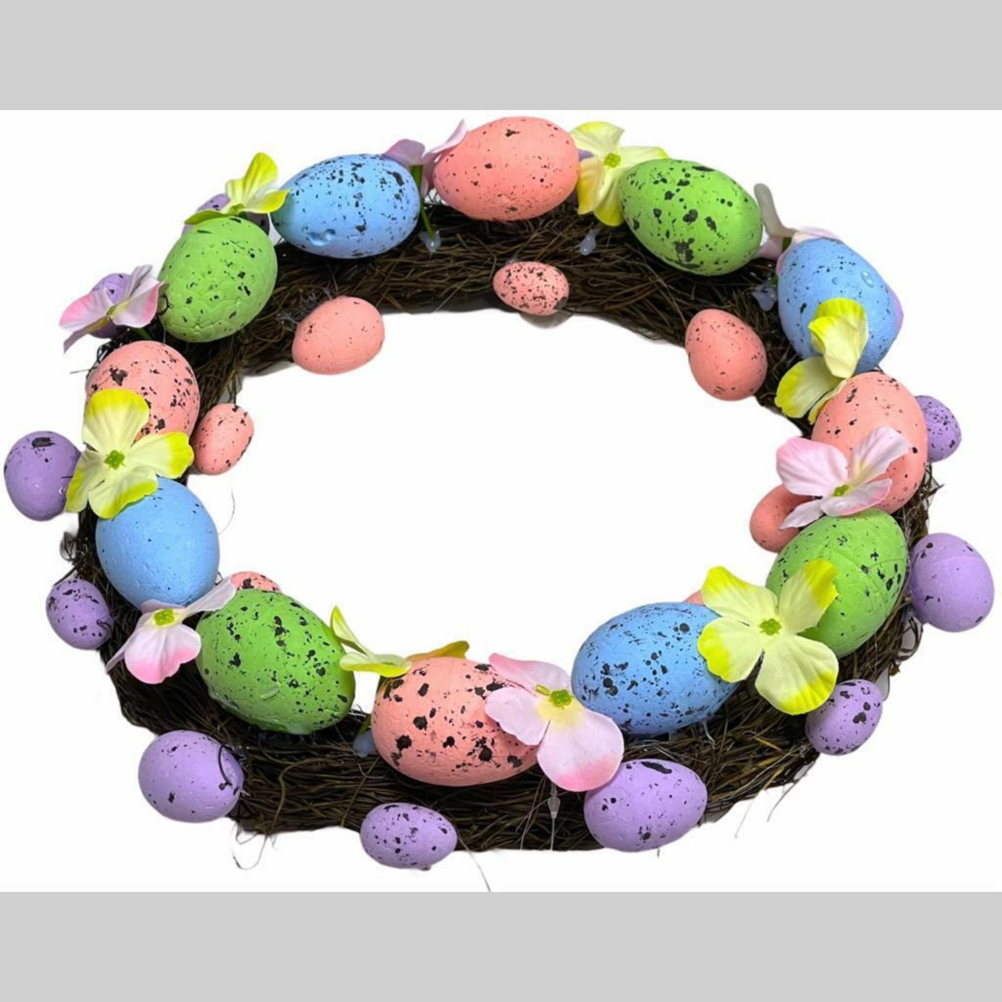 Beclen Harp Easter Luxury Quality Artificial Pastel Colours Eggs Door Wreath-Perfect Easter Decoration