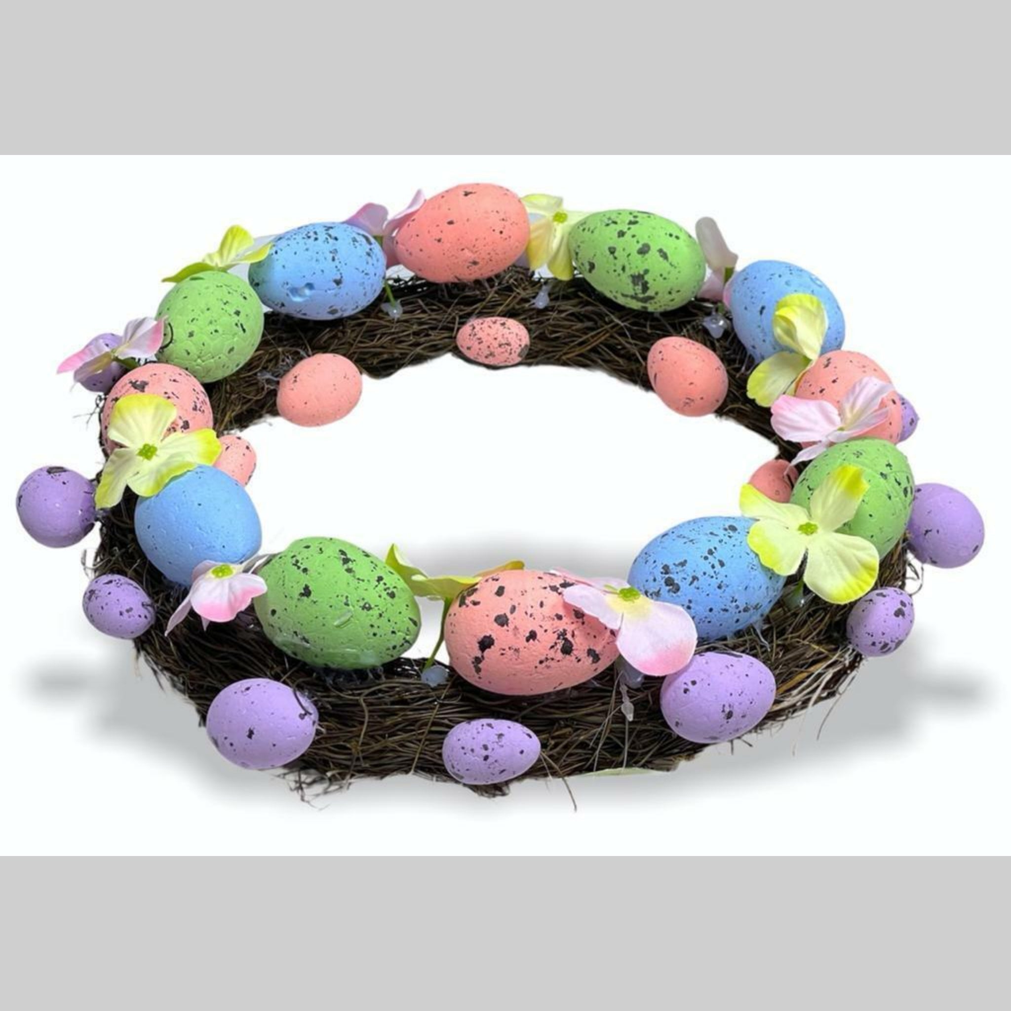 Beclen Harp Easter Luxury Quality Artificial Pastel Colours Eggs Door Wreath-Perfect Easter Decoration