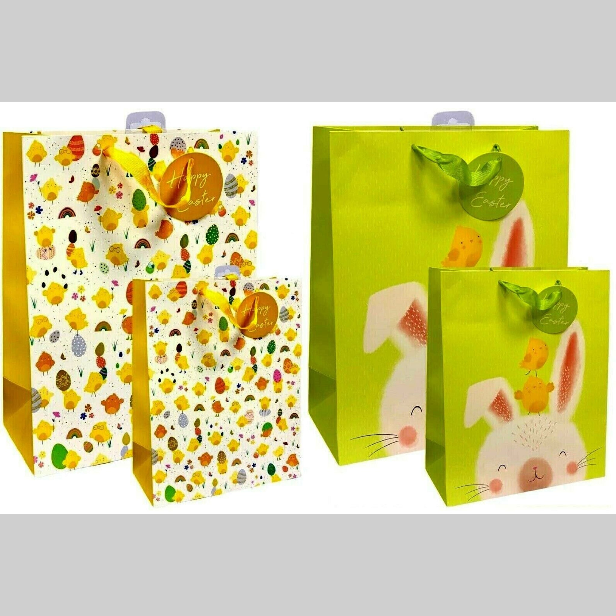 Beclen Harp L/M Size Luxury Easter Traditional Cute Chicks/Bunnies Print Present/Gift Bags With ''Happy Easter'' Tag