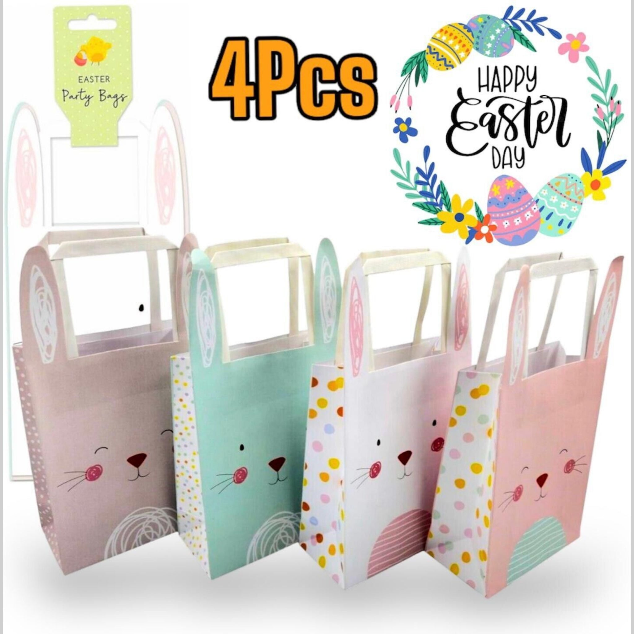 Beclen Harp 4x Easter Luxury Paper Spotty Loot Sweet Treat Gift/Present Bags/Pouches-Perfect For Return Gift