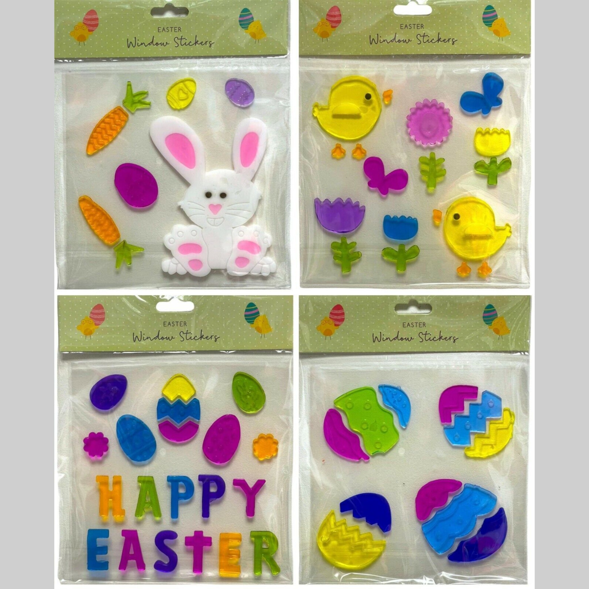 Beclen Harp Luxury Happy Easter Cute Bunny/Chick/Egg Window/Glass Door Peel And Stick/Gel/Decal Party Stickers-Perfect Decoration For Easter
