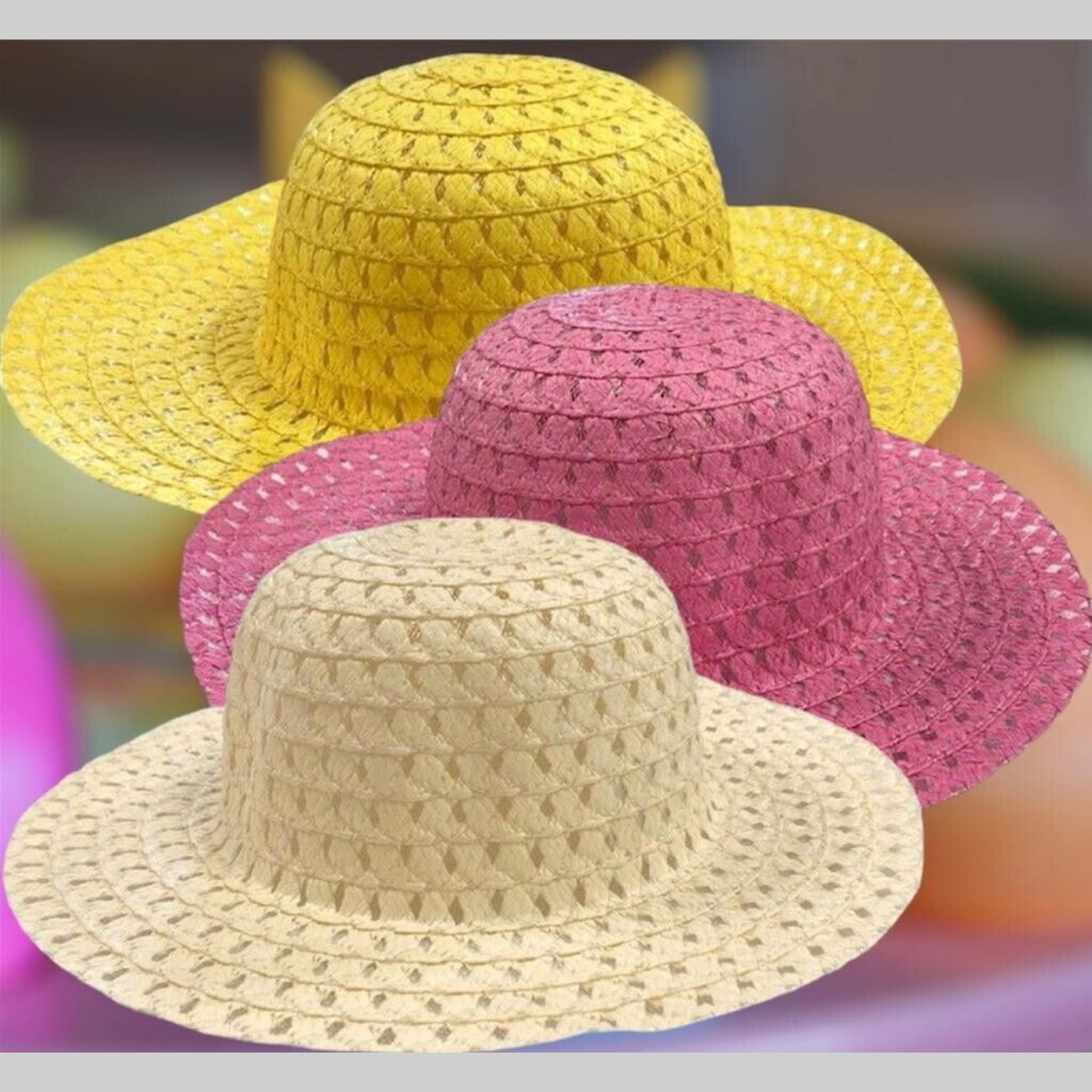 Beclen Harp 3 Easter Bonnet Art And Craft Straw Cowboy/Cowgirl Hats For Kids Parade Decoration-Perfect Gift For Children