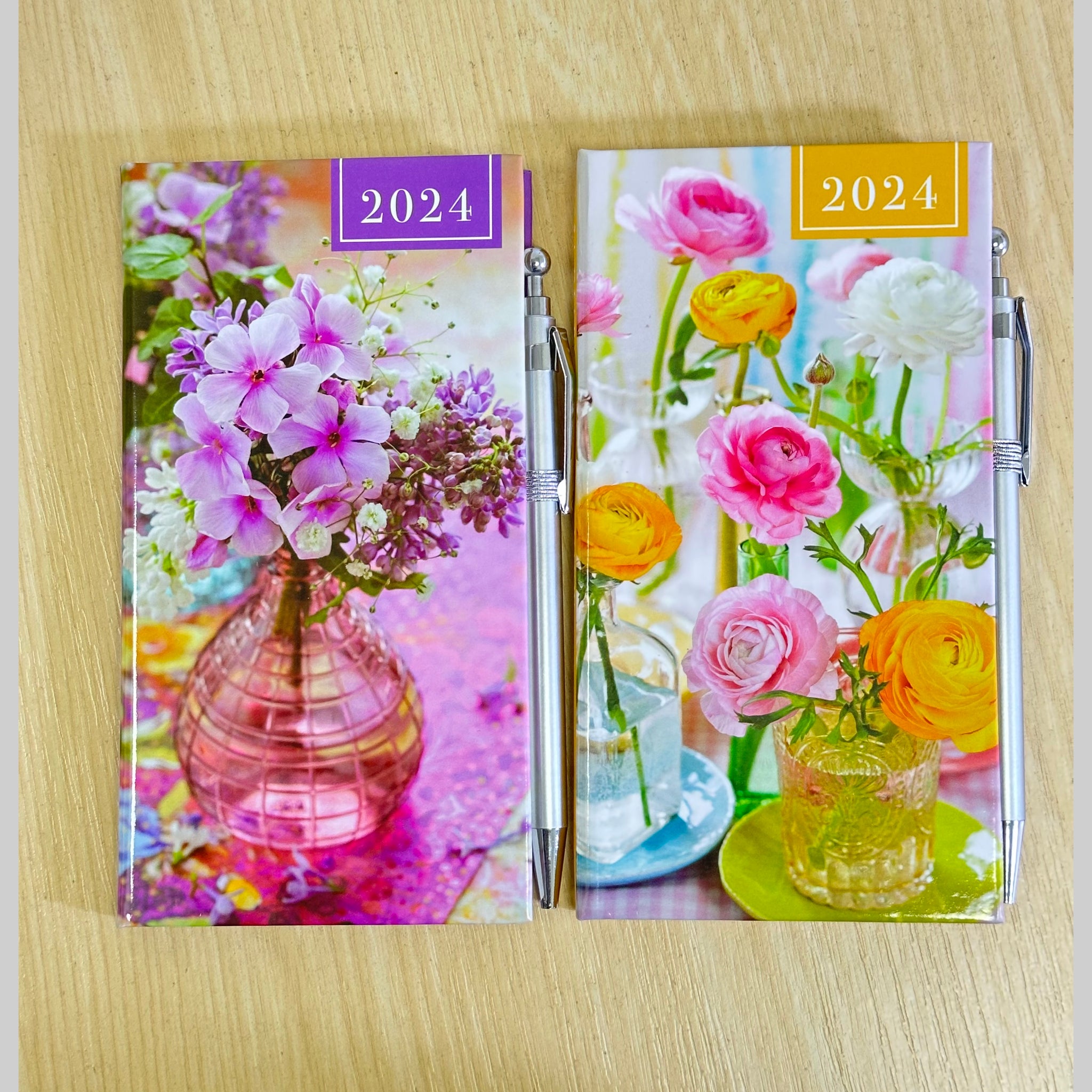 Beclen Harp 2024 Week To View/WTV Slim Floral Bouquet Diary With Pen