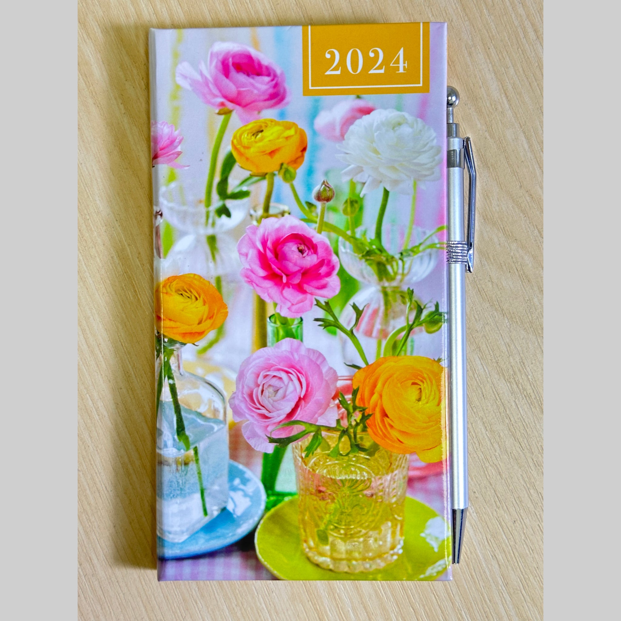 Beclen Harp 2024 Week To View/WTV Slim Floral Bouquet Diary With Pen
