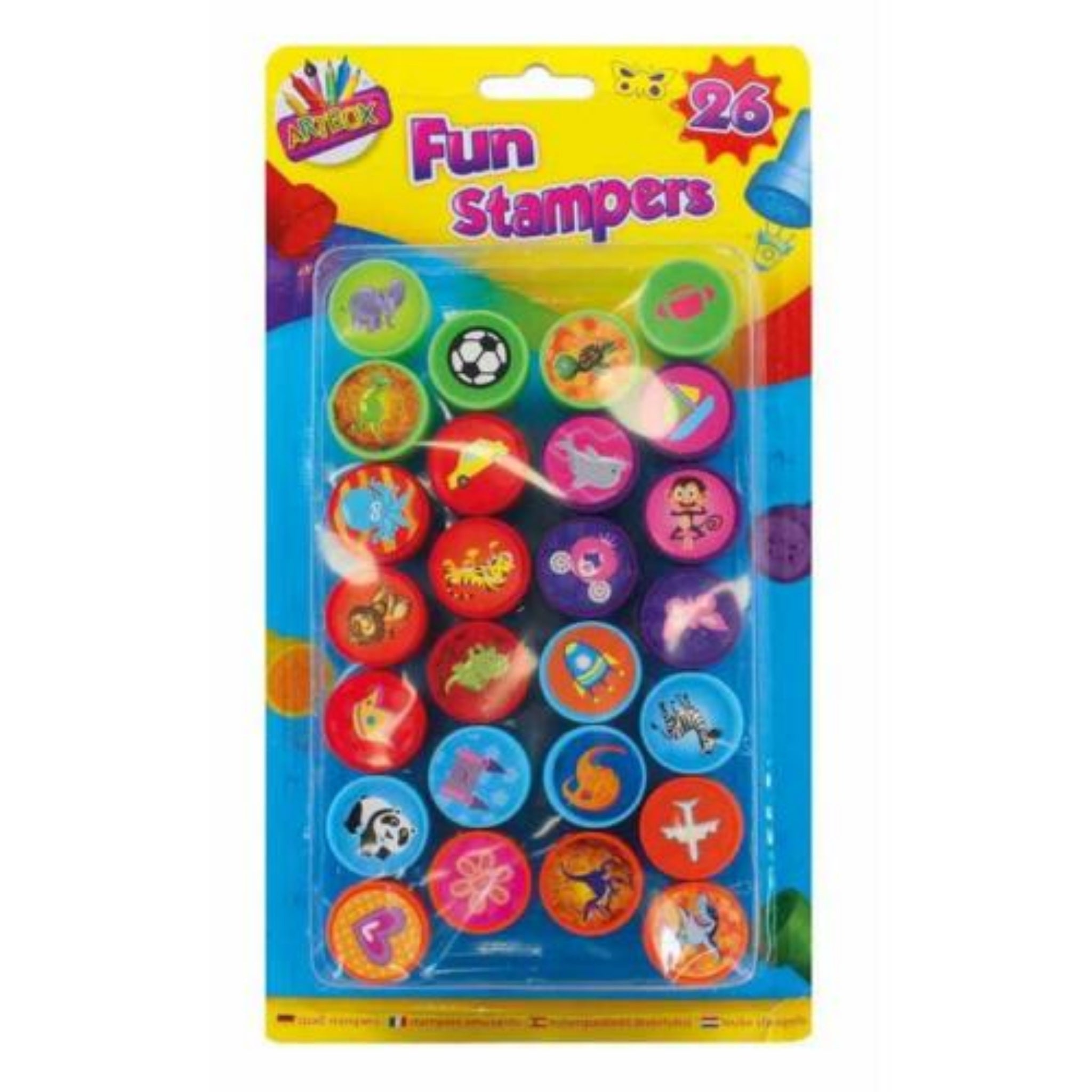 Beclen Harp 26Pc Fun Stampers Animal Cartoon Shape Assorted Stamps Set Kids Craft Self Ink Learning Colours