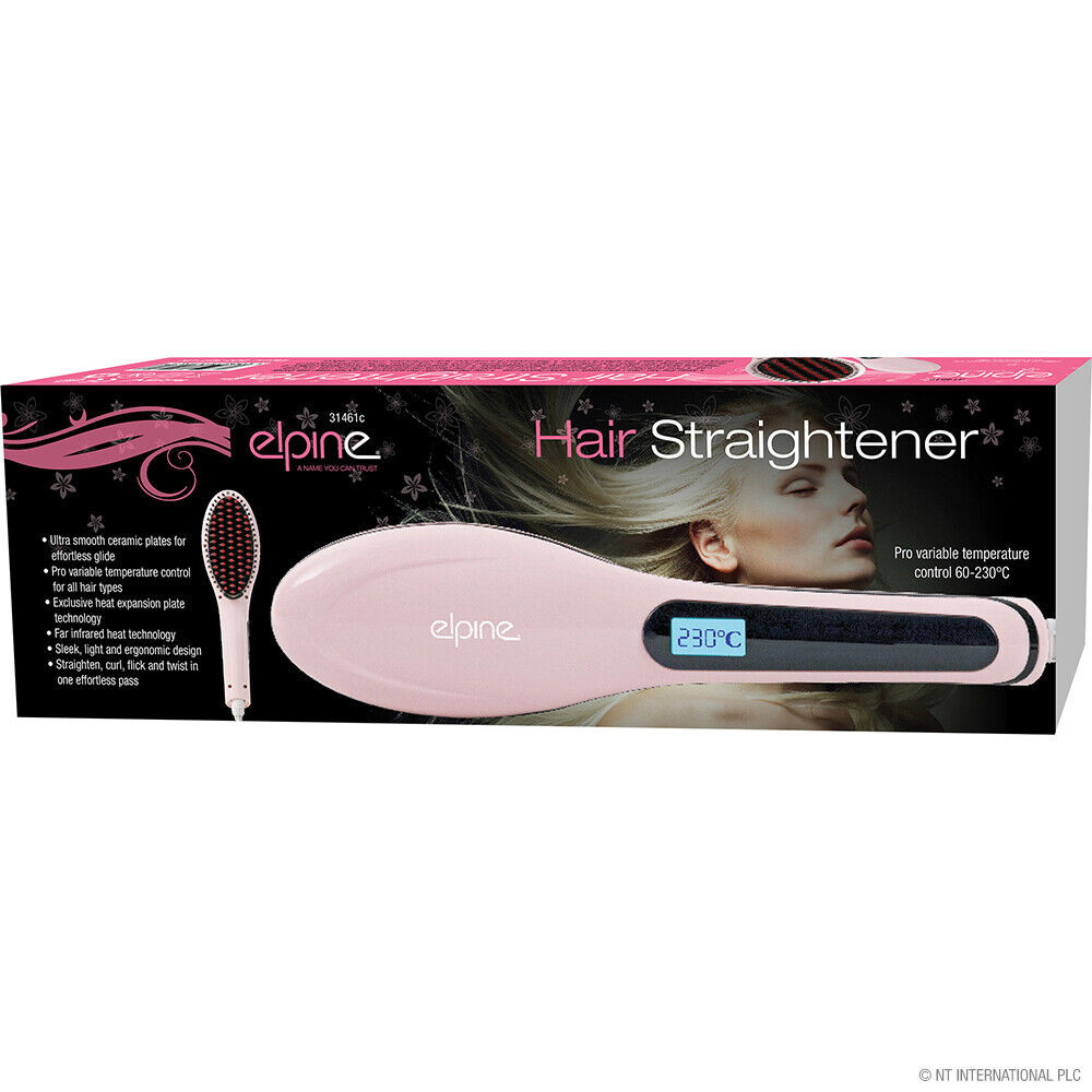 Beclen Harp Pink Professional LCD Display Ceramic Heated Hair Straightening Brush-Perfect Christmas/Xmas Gift