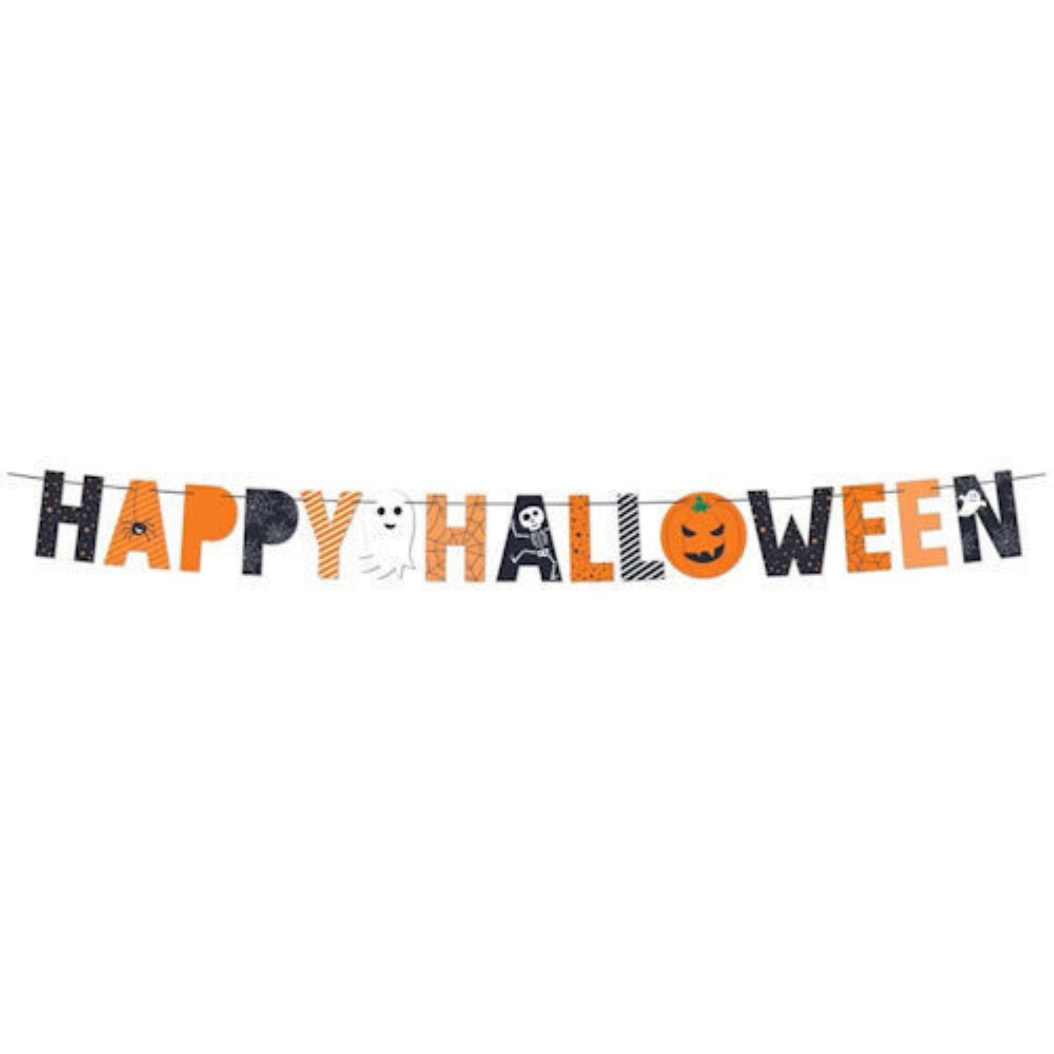Beclen Harp 2m Happy Halloween Paper Bunting Decorations/ Printable Pumpkin Banner Kids Spooky Party Indoor Outdoor