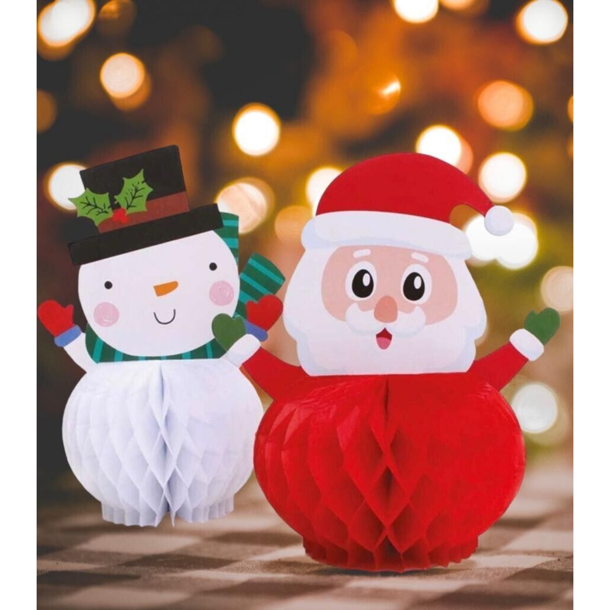 Beclen Harp 2x Christmas/Xmas 3D Honeycomb Paper Santa And Snowman Party Hanging Tablescape-Perfect Christmas/Xmas Decoration