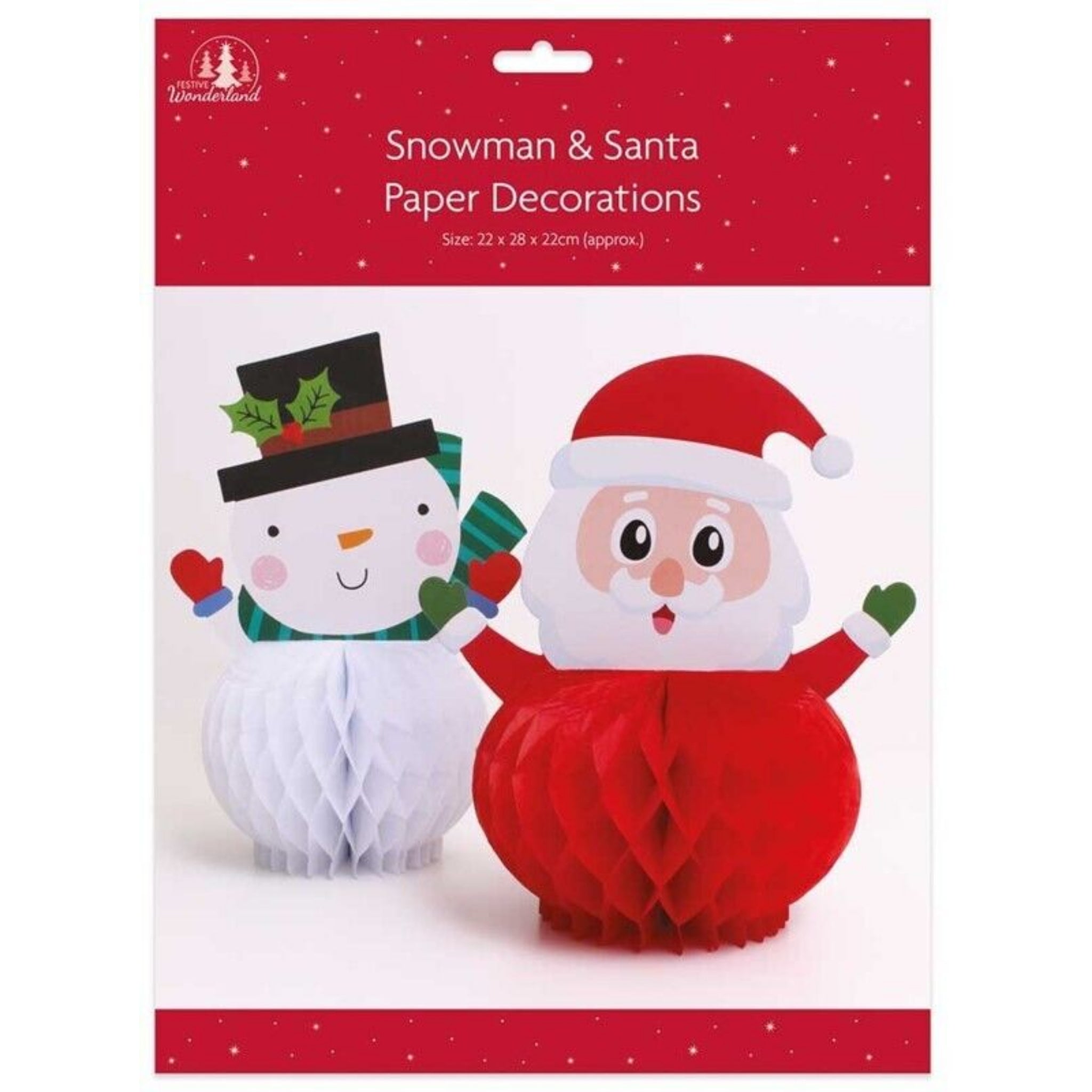 Beclen Harp 2x Christmas/Xmas 3D Honeycomb Paper Santa And Snowman Party Hanging Tablescape-Perfect Christmas/Xmas Decoration