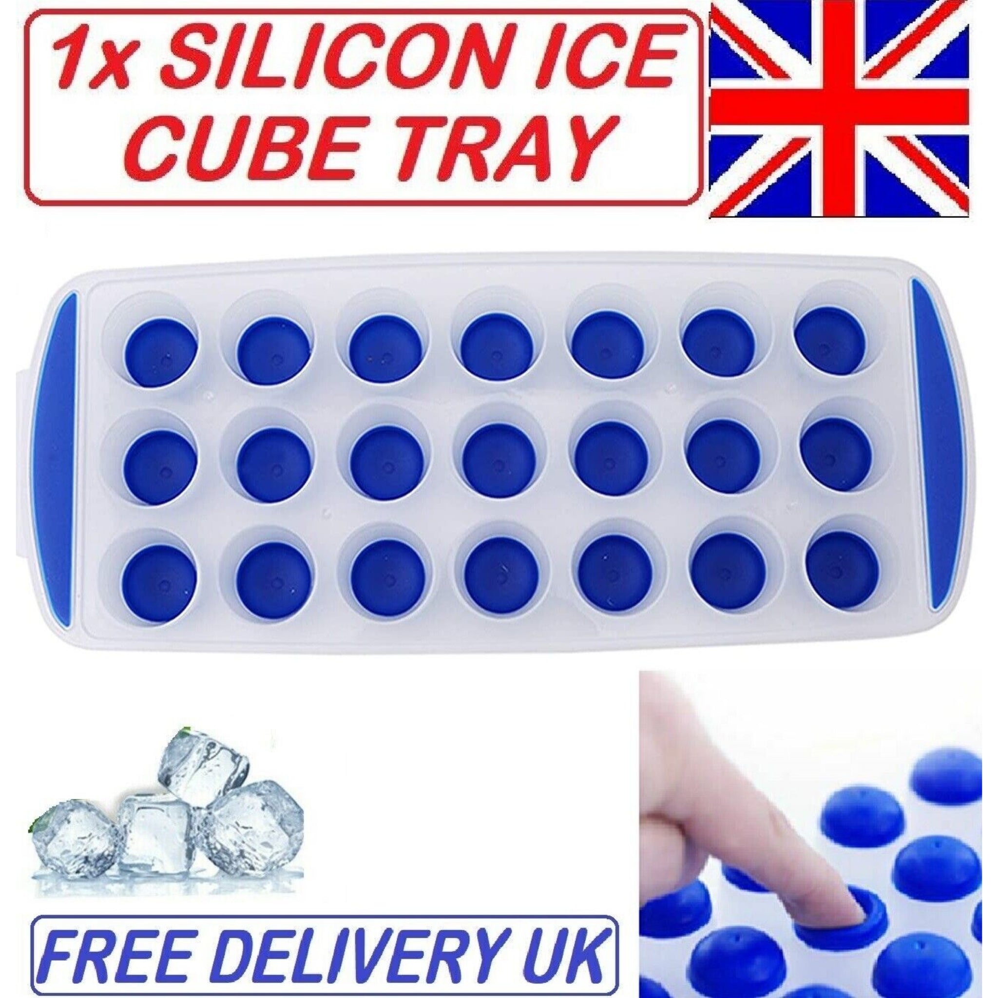 Beclen Harp Blue Color Silicon Ice Cube Easy Release Tray Mould-Perfect Home/Kitchen/Freezer Tool