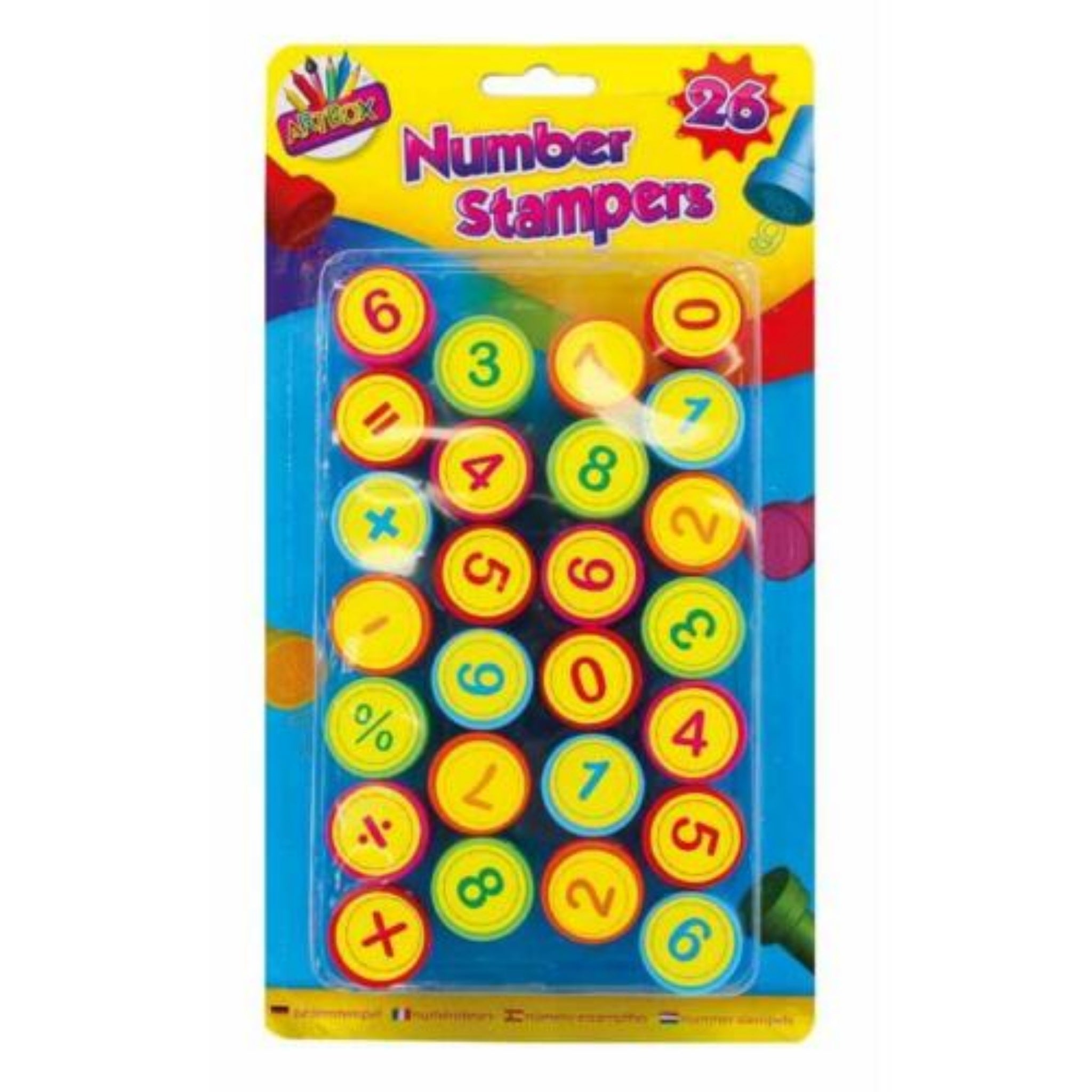 Beclen Harp Beclen Harp 26Pc Number Stampers Shape Assorted Stamps Set Kids Craft Self Ink Learning Colours