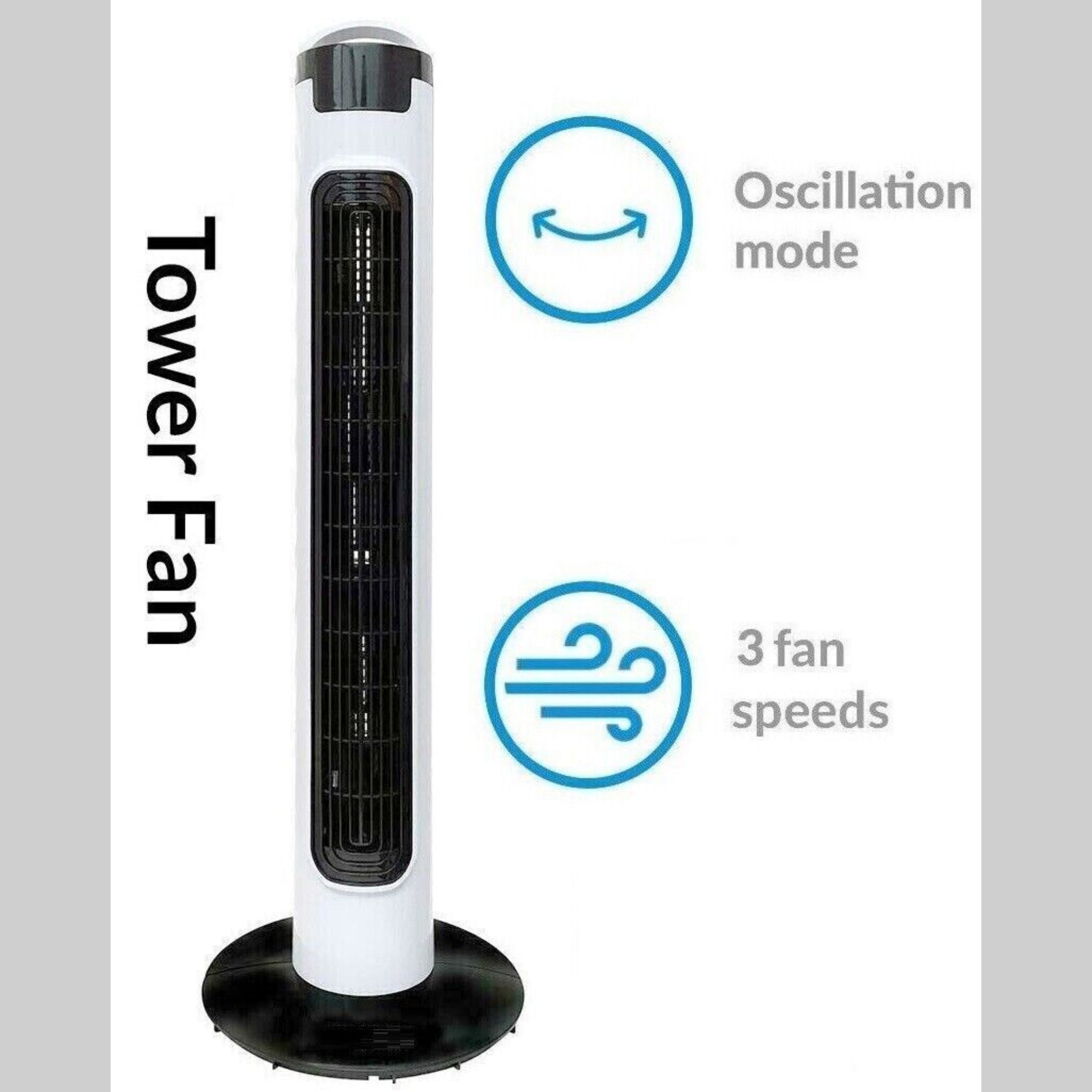 Beclen Harp 32-Inch Slim Oscillating Tower Air Cooling Quiet/Silent Fan With 3 Speeds-Perfect Summer Essential