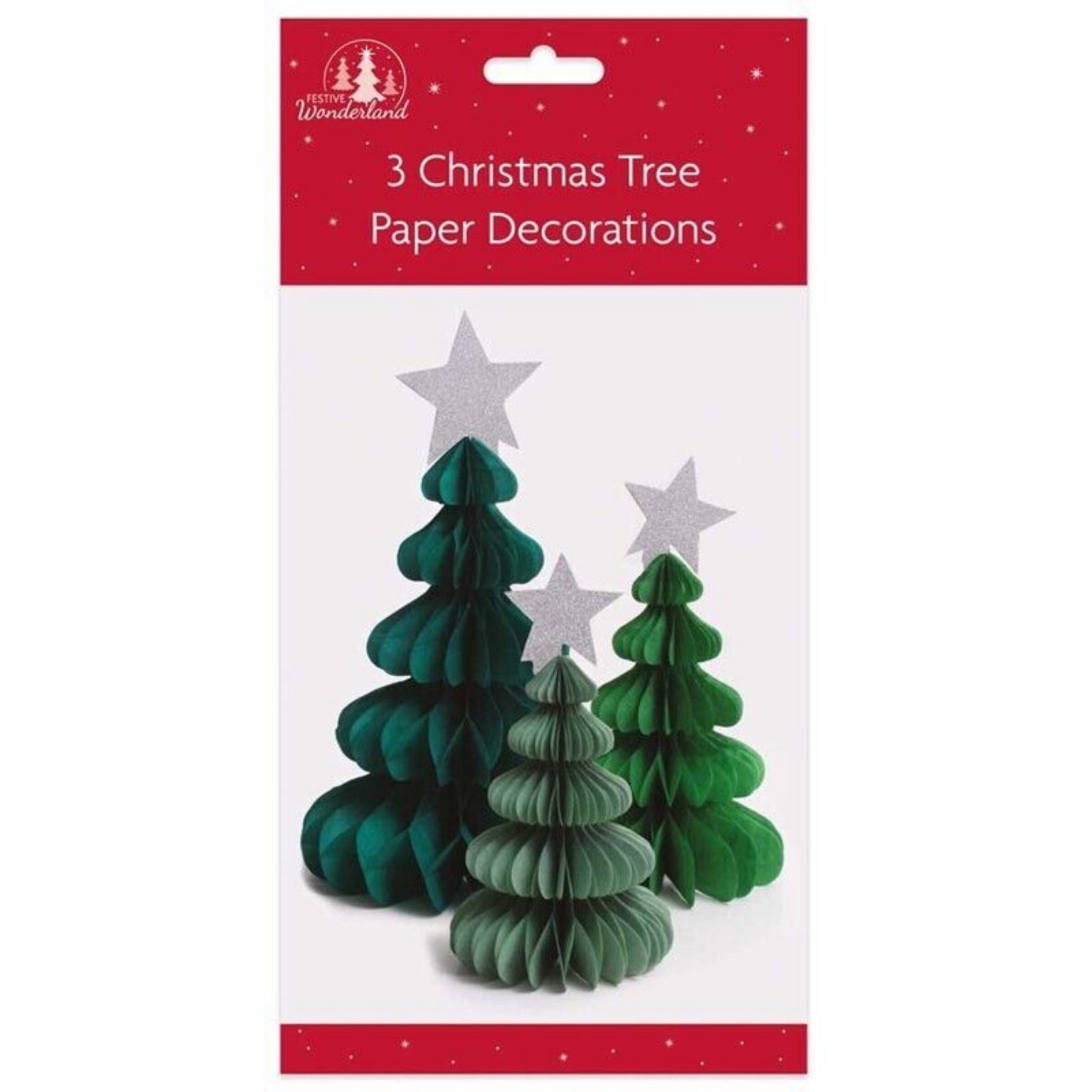 Beclen Harp 5pc Christmas/Xmas Honeycomb Paper Tree/Santa/Snowman Tablescape Decoration-Perfect Christmas/Xmas Party Hanging Decor