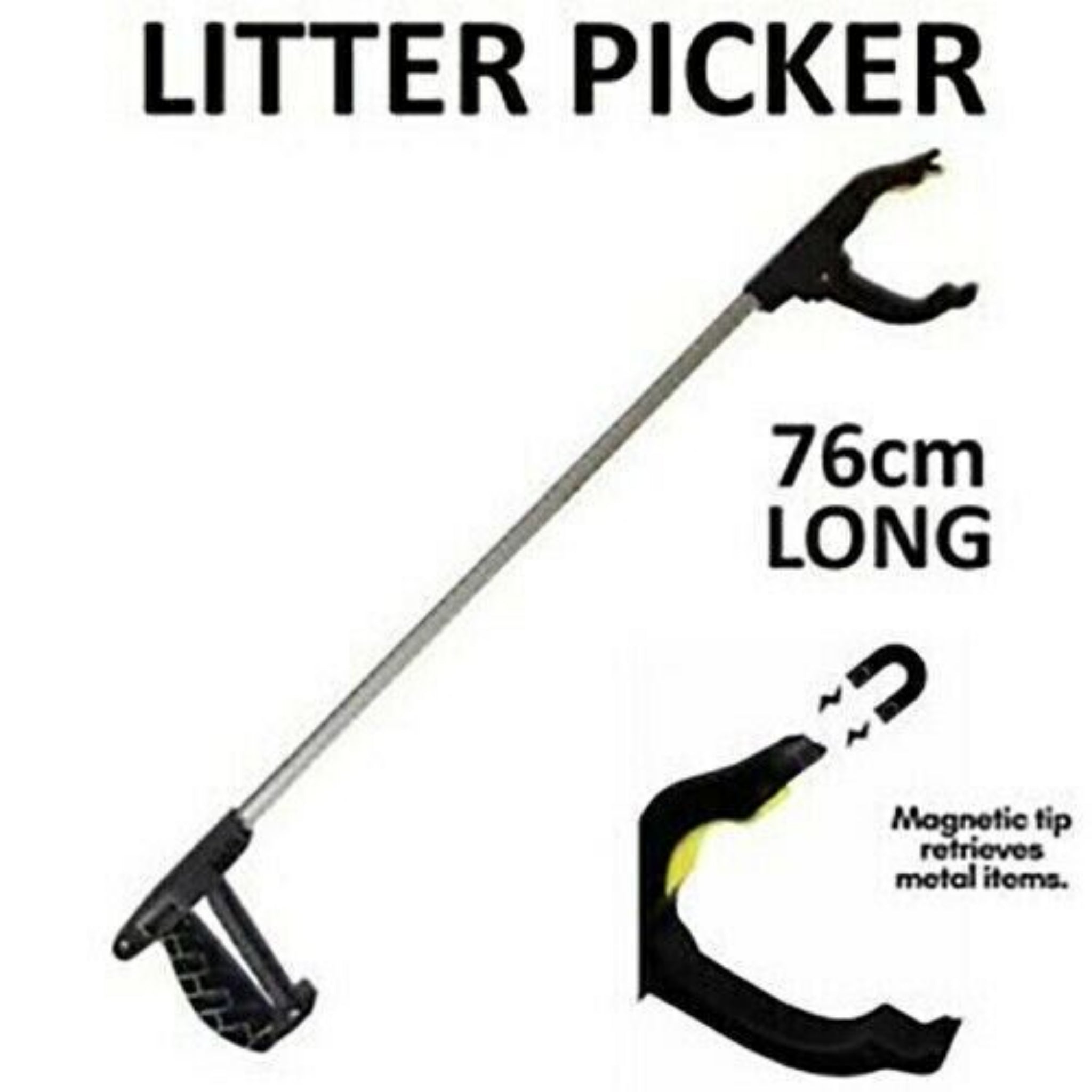 Beclen Harp 2pc 75cm Magnetic Tip Reacher Litter/Rubbish Picker/Grabber Mobility Tool-Perfect Helping Hand For Indoor And Outdoor Garbage Pick Up