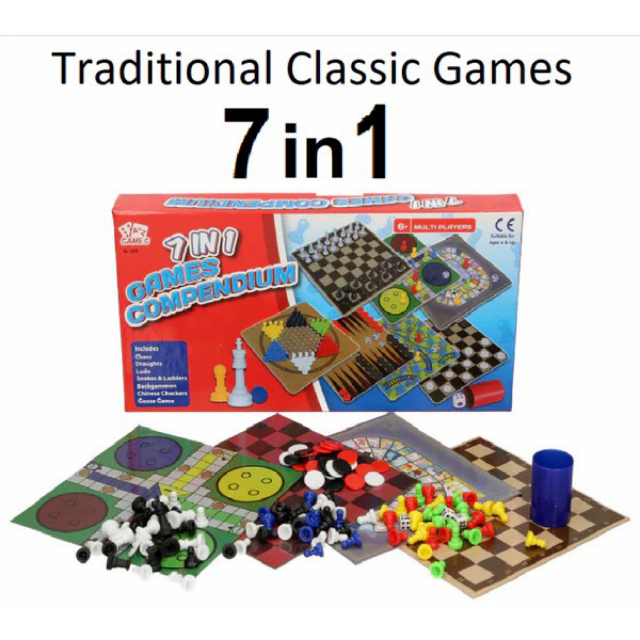 Beclen Harp 7 In 1 Traditional Classic Family/Kids Fun Board Games Gift Set-Perfect Gift/Present For Christmas/Xmas