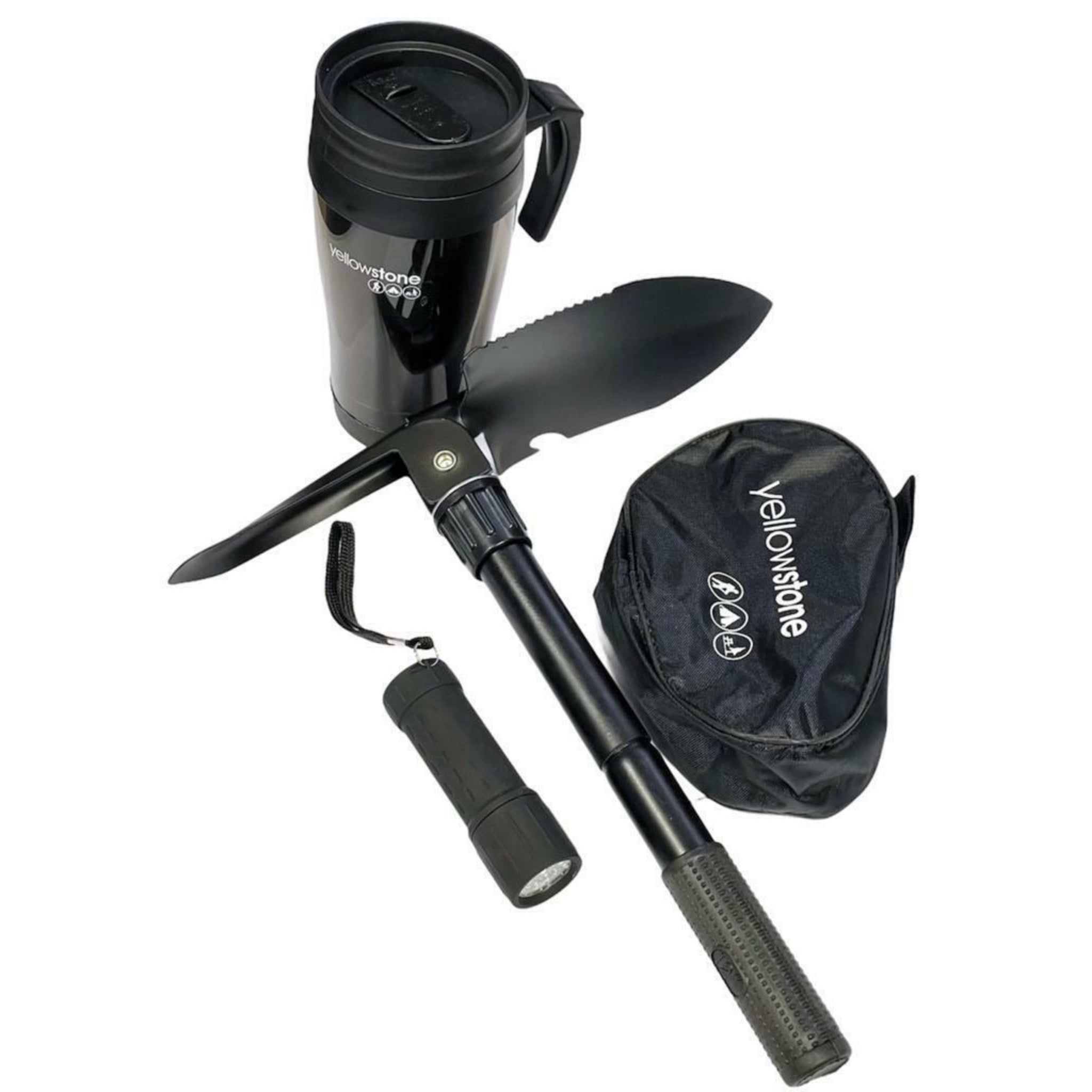 Beclen Harp New Car Travel Gift Set For Outdoor Camping/Hiking/Fishing Including Portable Folding Shovel Torch And Mug