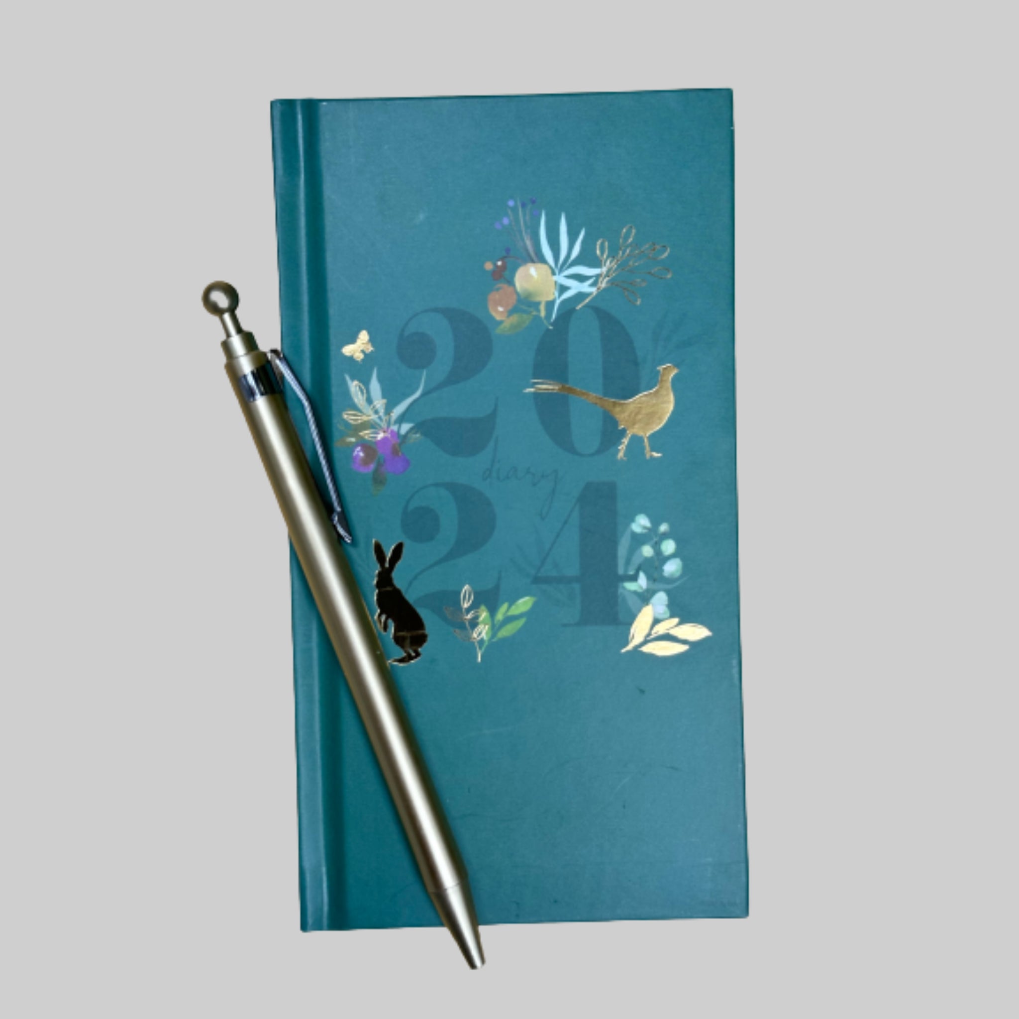 Beclen Harp 2024 Slim Week To View/WTV Luxury Woodland Print Diary With Pen Gift Set